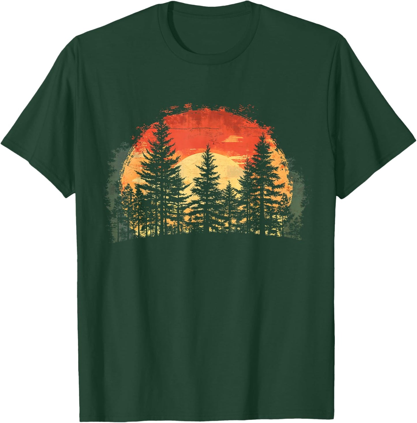 Sunset Tree Nature Lovers Trees Retro Forest T-Shirt - T-Shirt | Forest