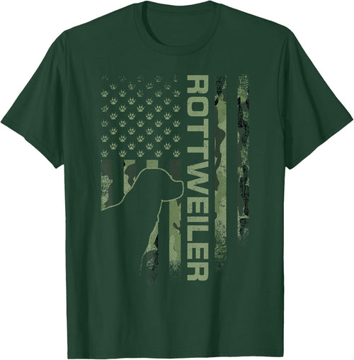 Vintage USA American Camo Flag Rottweiler Rottie Silhouette
