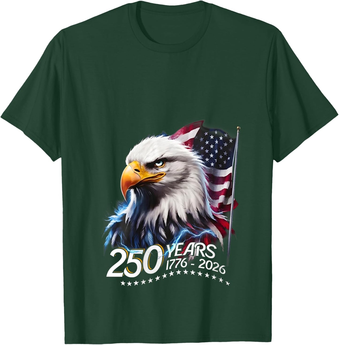 Women's 250 Years American 250th Anniversary Patriotic USA 4th July V-Neck T-Shirt - T-Shirt | Forest