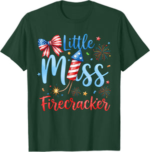 Miss Firecracker 4th July America Patriot Toddler Girl Kids T-Shirt - T-Shirt | Forest