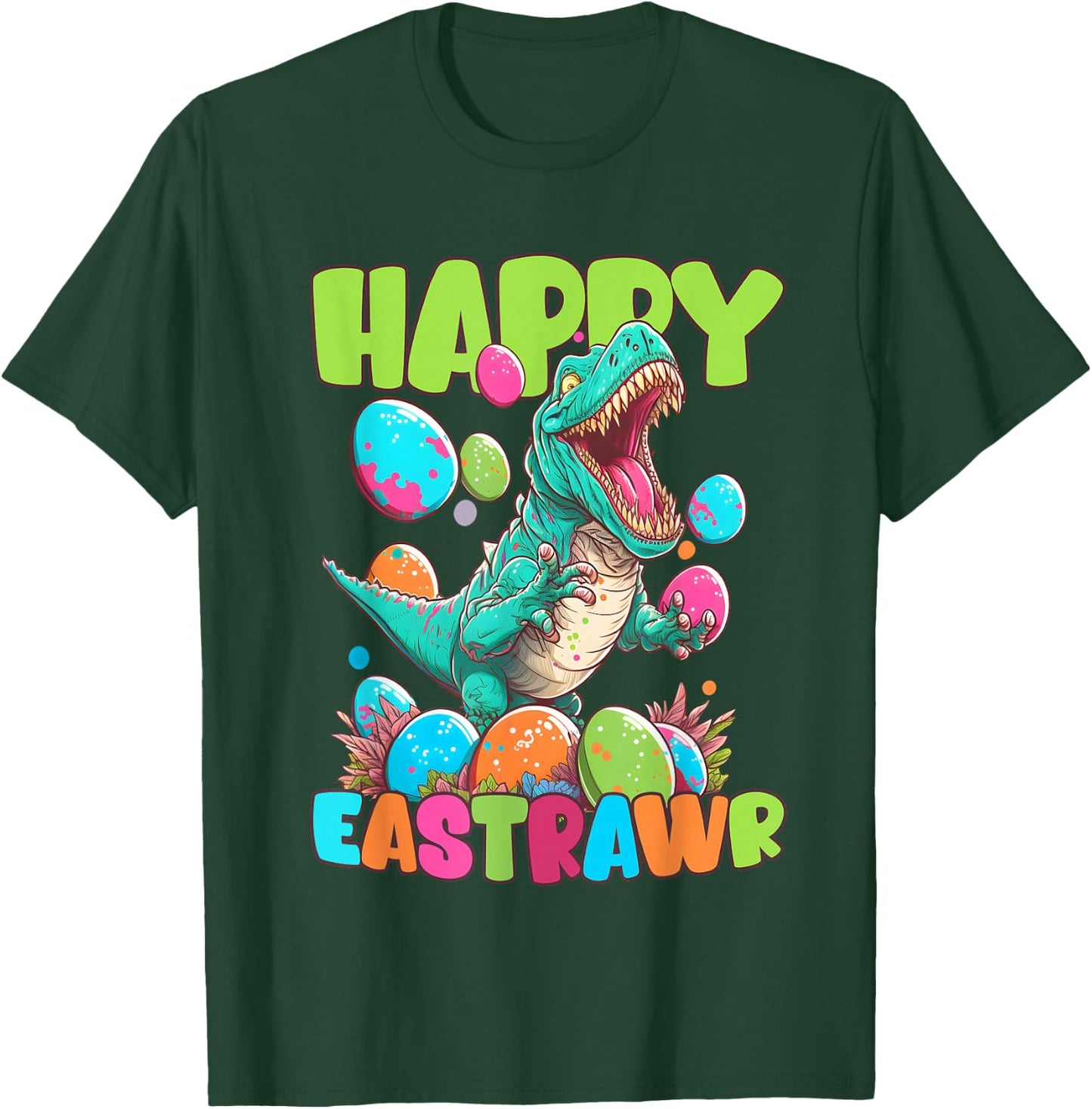 Happy Eastrawr Toddler Boya Kids T-Rex Easter Dinosaur T-Shirt - T-Shirt | Forest
