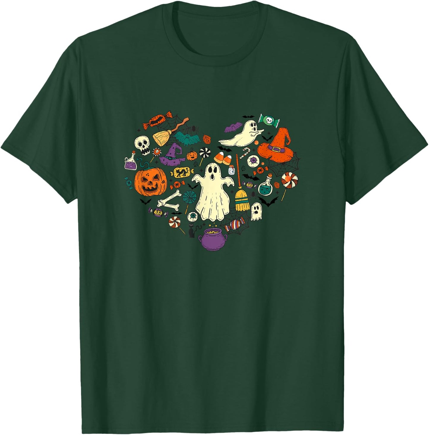 Halloween Heart Women Cute Vintage Graphic Halloween Party T-Shirt - T-Shirt | Forest