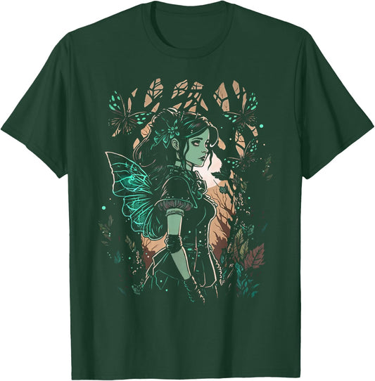 Goth Fairy In Mystical Enchanted Forest Grunge Fairycore T-Shirt - T-Shirt | Forest