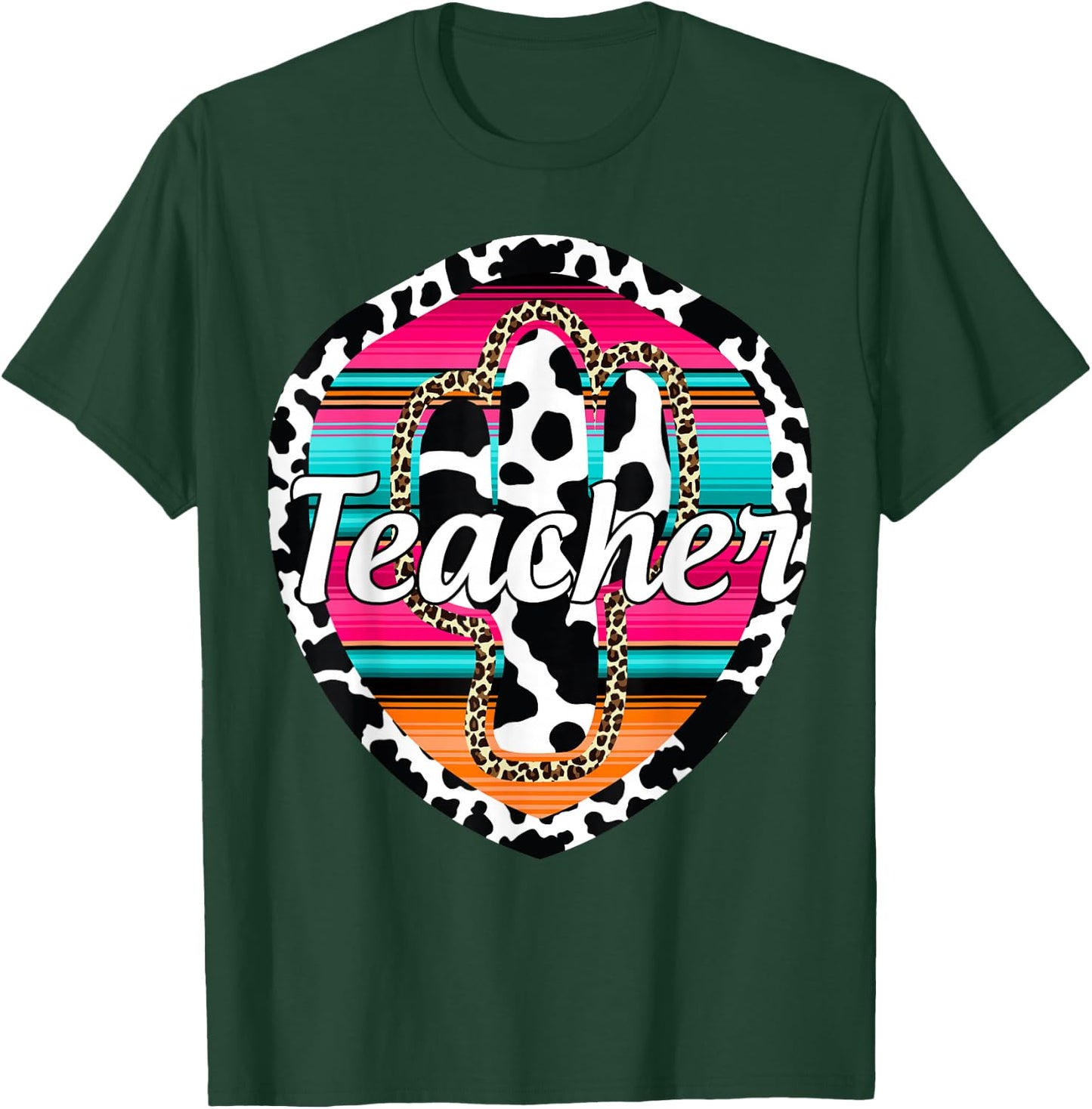 Teacher Serape Cactus Dessert Western Relashionship T-Shirt - T-Shirt | Forest