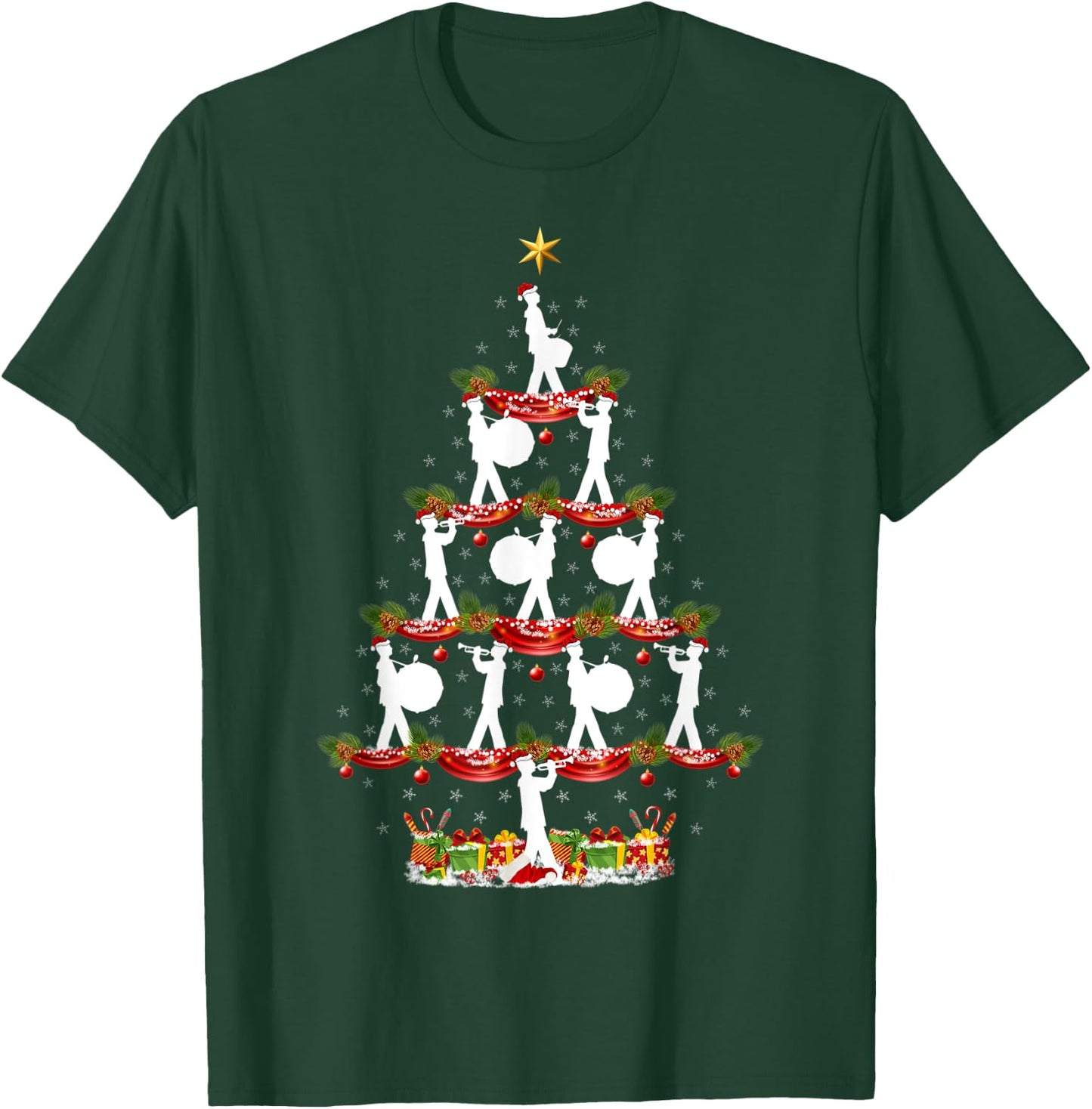Funny Xmas Lighting Marching Band Christmas Tree T-Shirt - T-Shirt | Forest