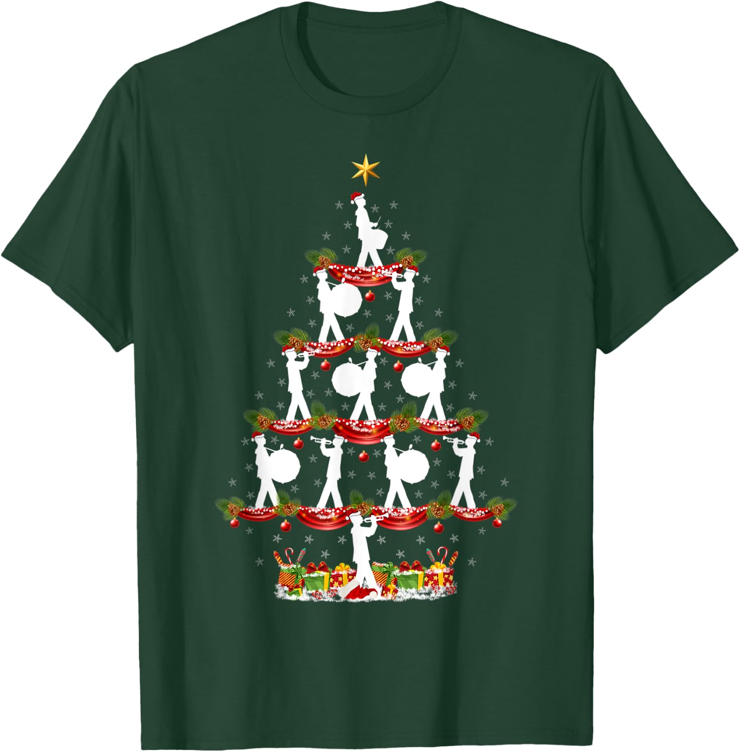 Funny Xmas Lighting Marching Band Christmas Tree T-Shirt - T-Shirt | Forest