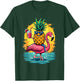 Flamingo and Pineapple Beach Hawaiian Boys Vintage , Black, S T-Shirt - T-Shirt | Forest