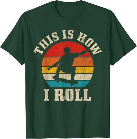 Skater Gift Vintage Skateboarding Skateboard Skate Skating T-Shirt - T-Shirt | Forest