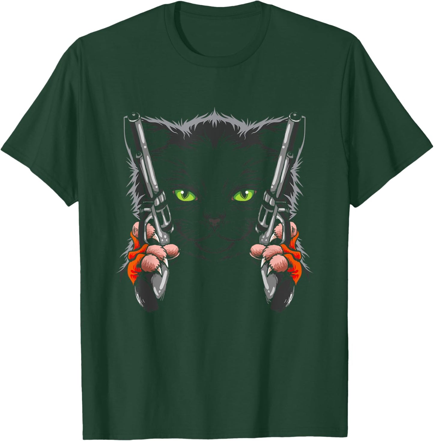 Cat with Gun - Gun Kitty - Gunning for Kitties - Funny Cat T-Shirt - T-Shirt | Forest