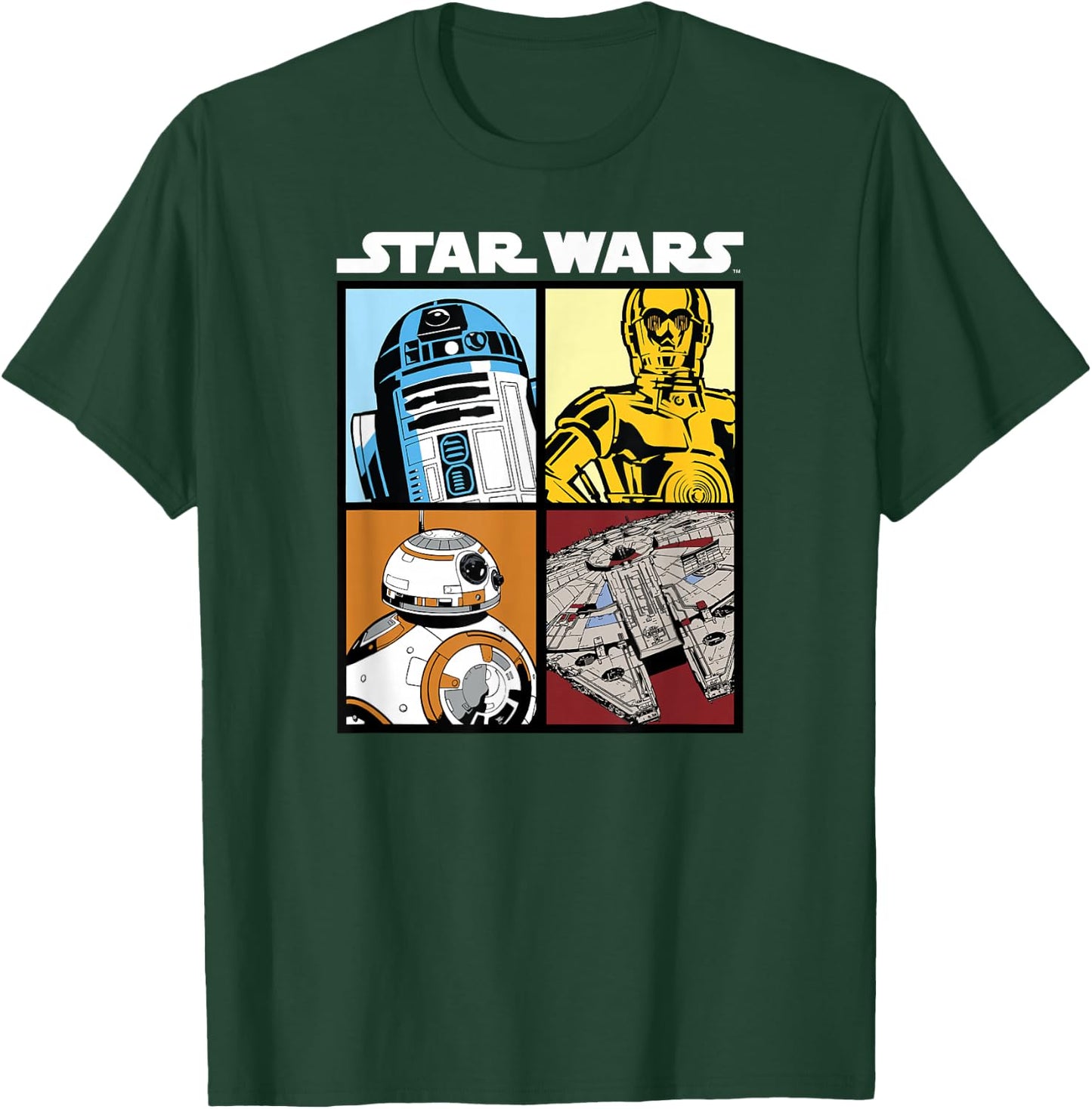 Star Wars Droids and Ships White , black T-Shirt - T-Shirt | Forest
