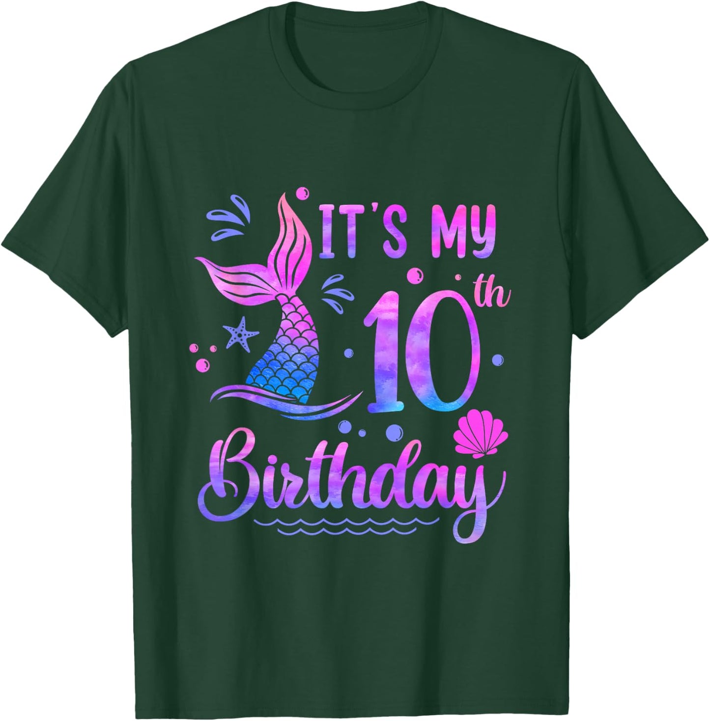 It's My 10th Birthday Mermaid Girl Theme Party 10 Years Old T-Shirt - T-Shirt | Forest