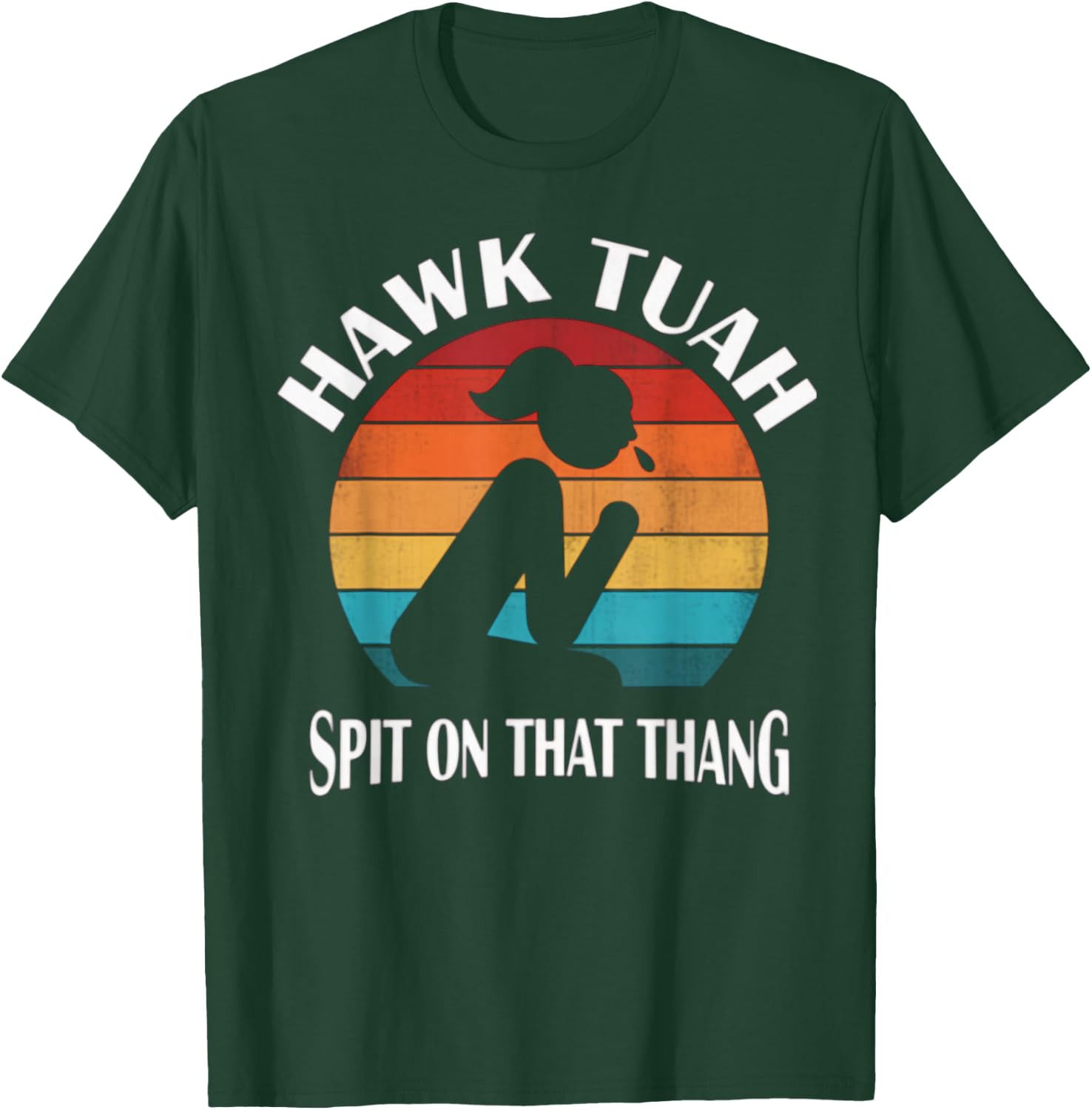 Hawk Tuah Retro Sunset Design T-Shirt - T-Shirt | Forest