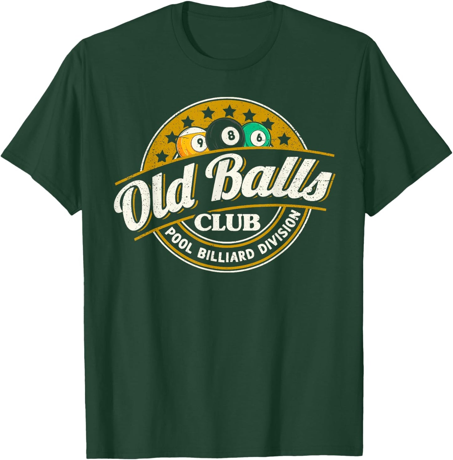 Old Balls Club Pool 8 Ball Billiards Division T-Shirt - T-Shirt | Forest