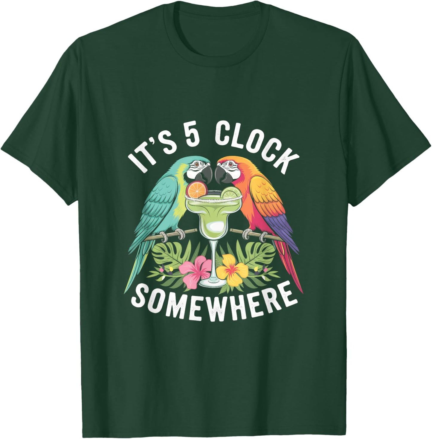 It's 5 O'clock Somewhere - Tropical Vacation T-Shirt - T-Shirt | Forest