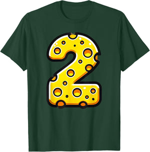 Cheese Happy 2nd Birthday Number Two Boys Girls Kids T-Shirt - T-Shirt | Forest