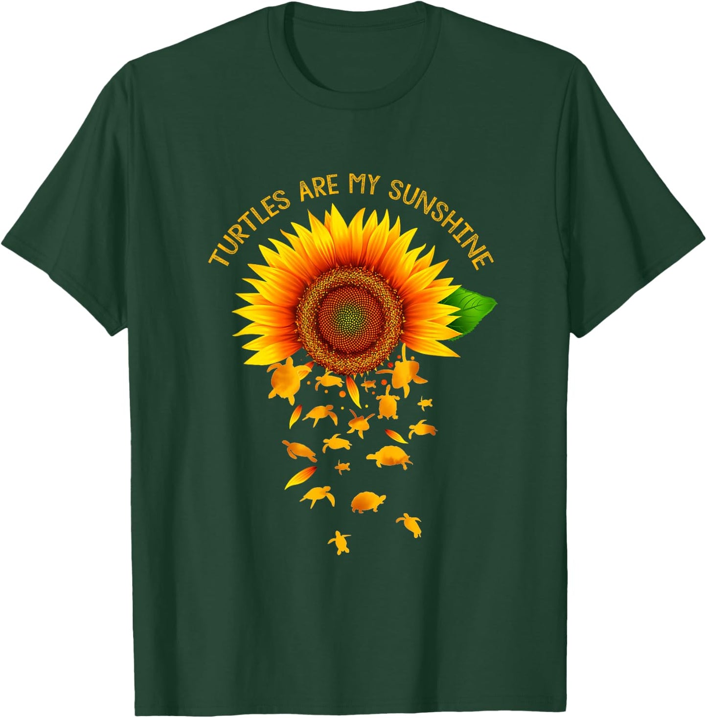 Cute Print Graphic Art Animal Lover Sunflower Turtles T-Shirt - T-Shirt | Forest