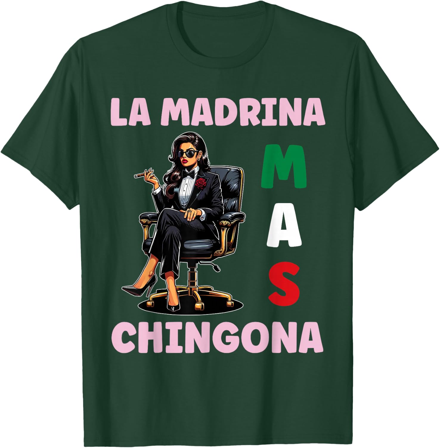 Funny Mexican Baptism Design - La Madrina Mas Chingona T-Shirt - T-Shirt | Forest