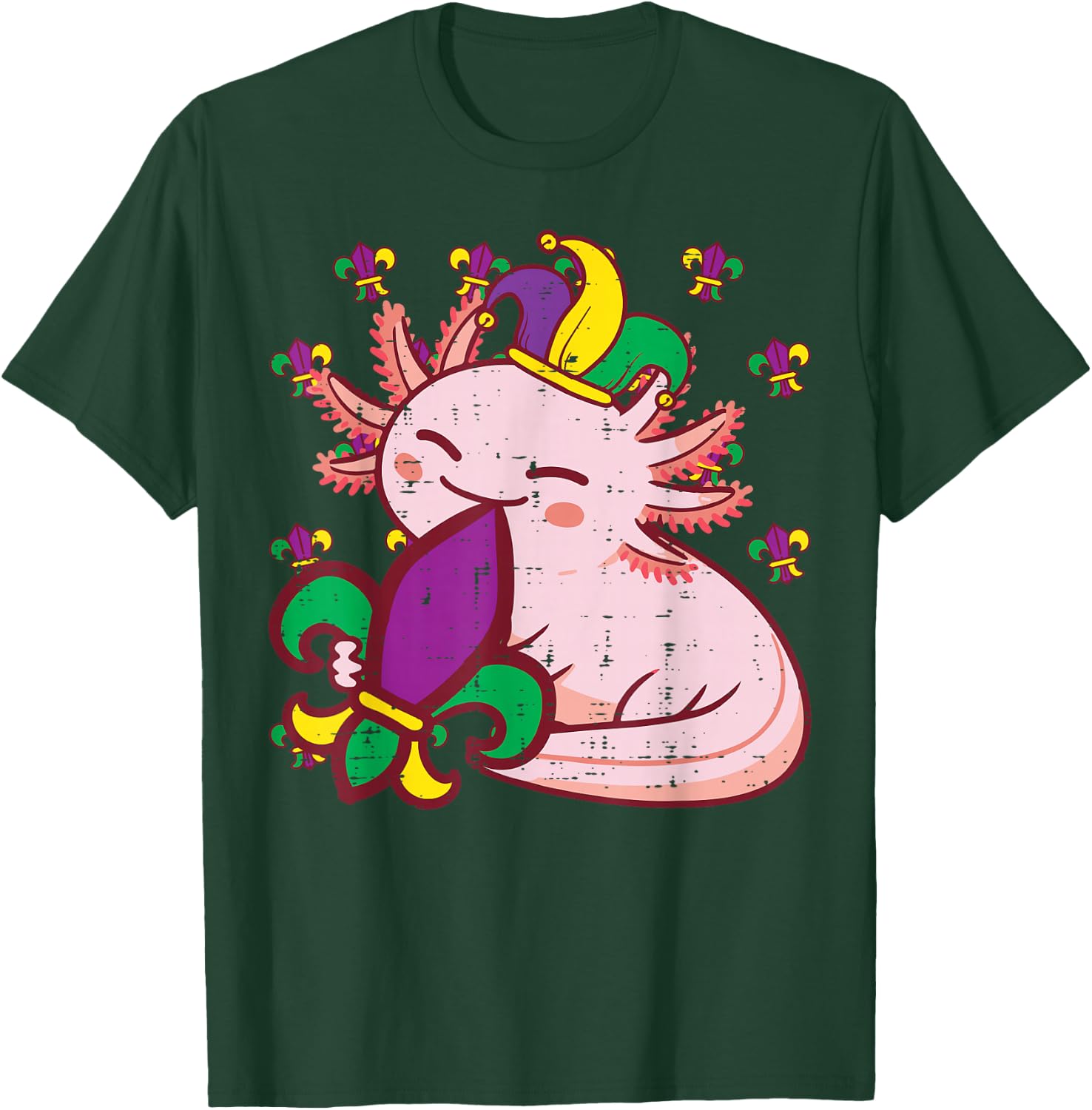 Mardi Gras Axolotl Fat Tuesday Boys Girls Kids Women Men T-Shirt - T-Shirt | Forest