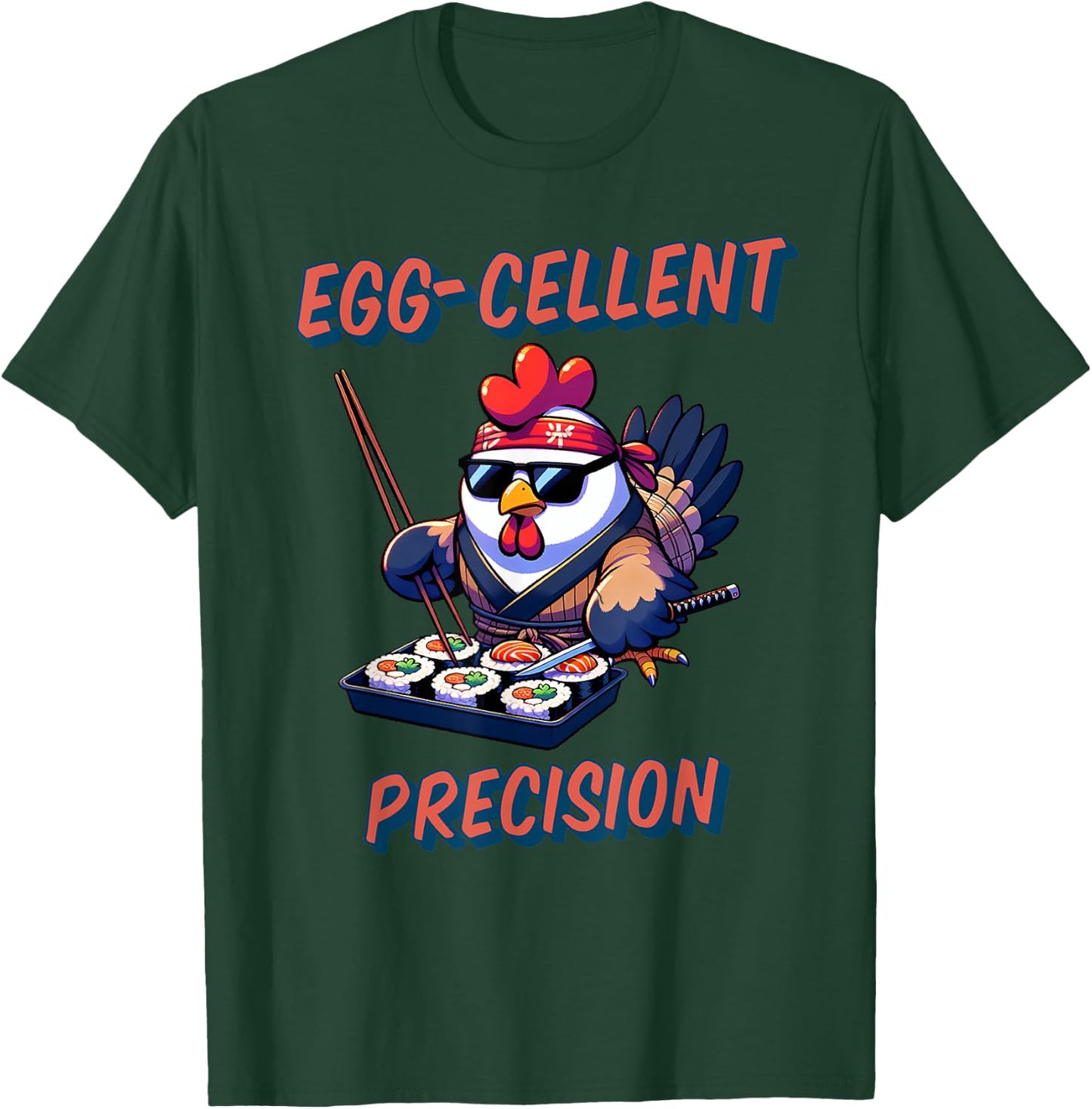 Funny cute Anime Ninja Chicken Sushi Eggcellent T-Shirt - T-Shirt | Forest