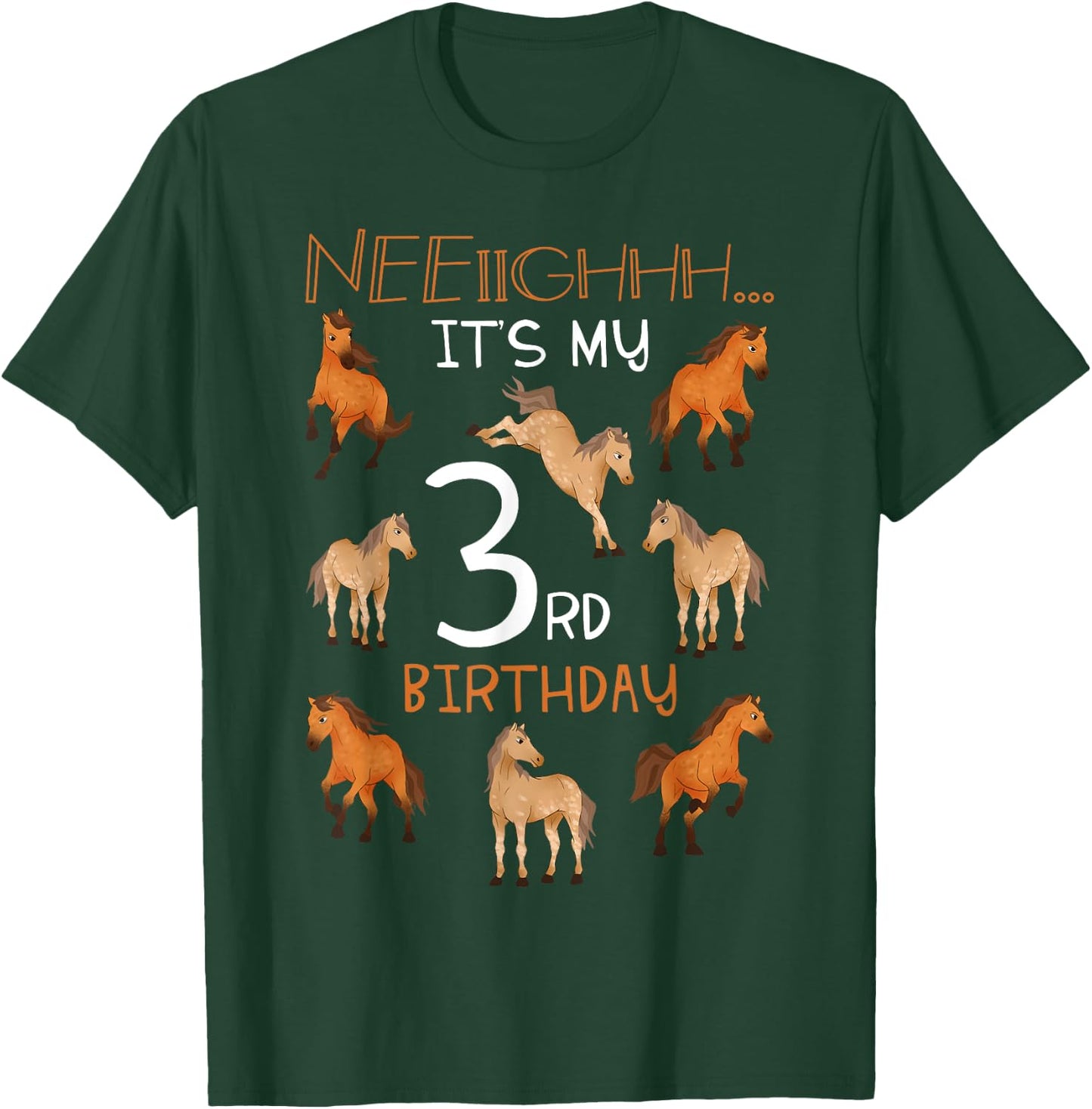Neeiighhh It's My 3rd Birthday Horse Theme Bday Party 3 T-Shirt - T-Shirt | Forest