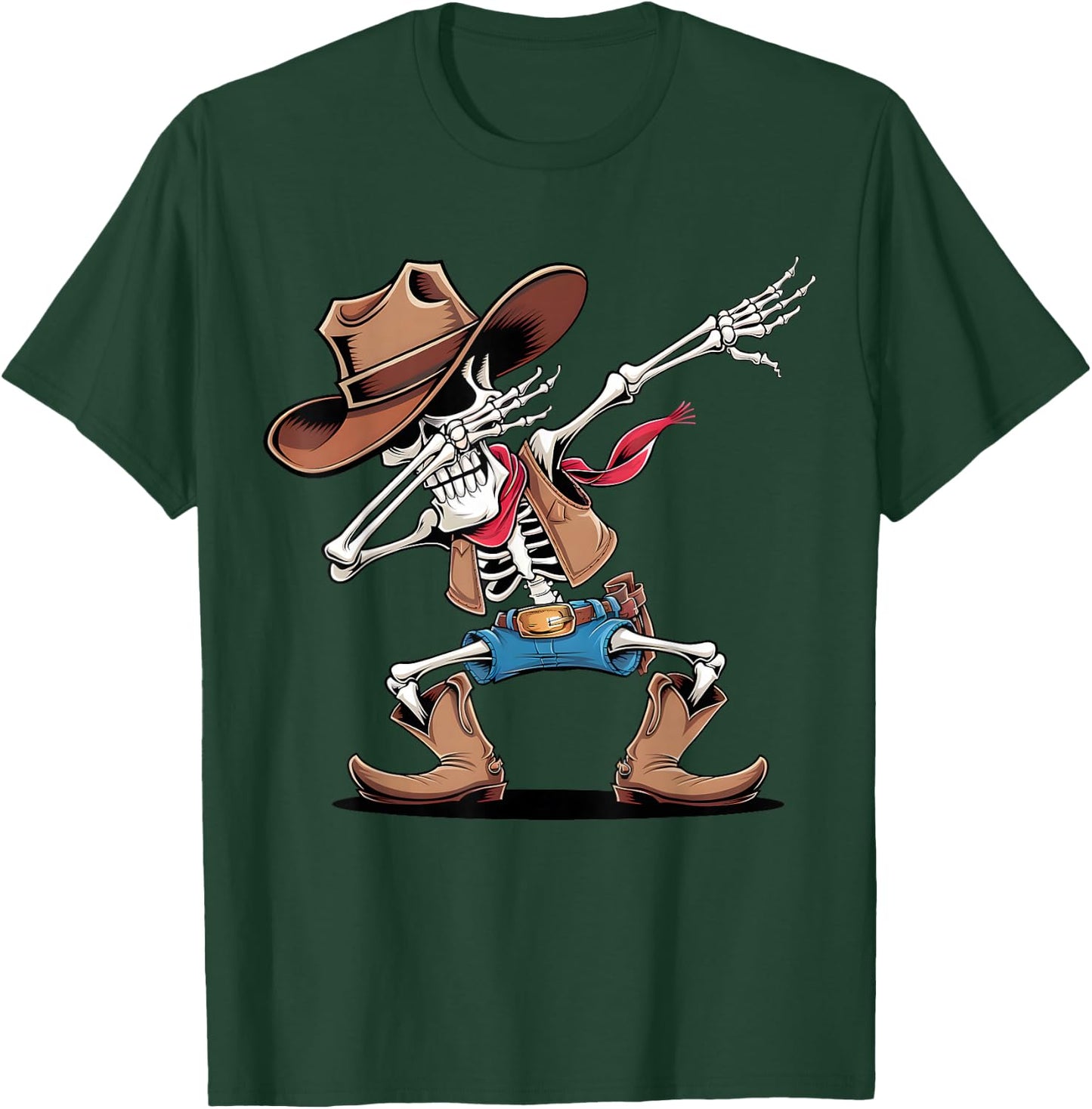 Dabbing Skeleton Cowboy Halloween Costume Boys Men Kids , black T-Shirt - T-Shirt | Forest