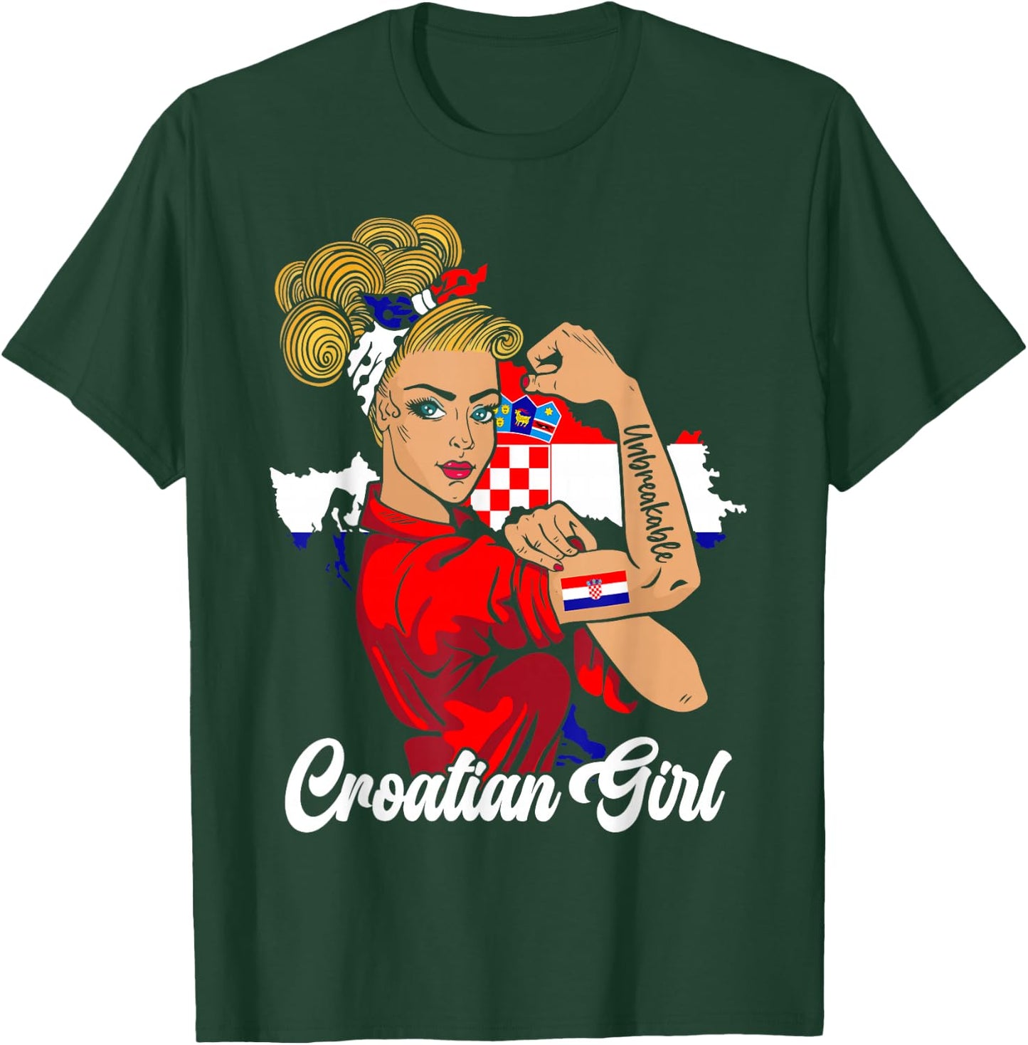 Kroatische Mädchen Kroatische Flagge Distressed Flag Woman Patriot T-Shirt - T-Shirt | Forest