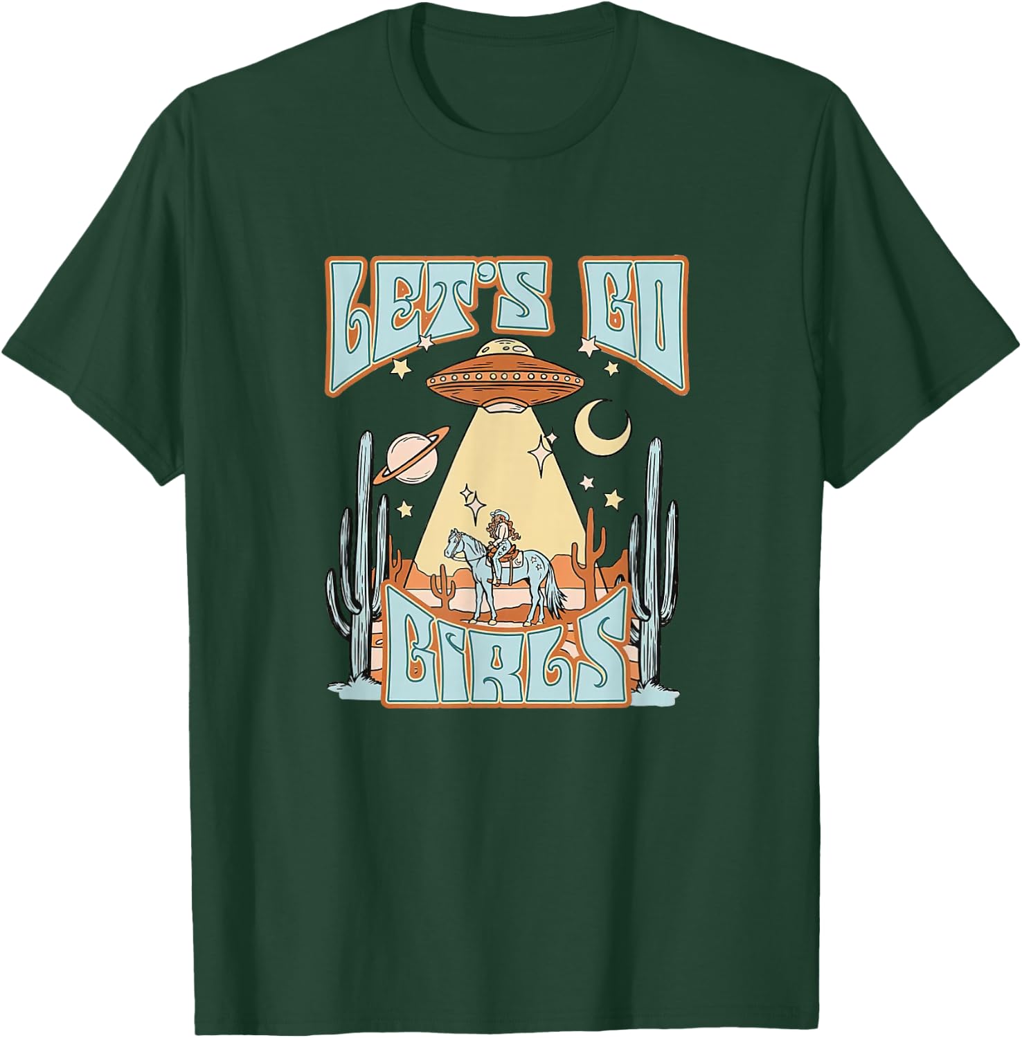 Let's Go Girls Cosmic Cowgirl Vintage Nashville Bachelorette T-Shirt - T-Shirt | Forest