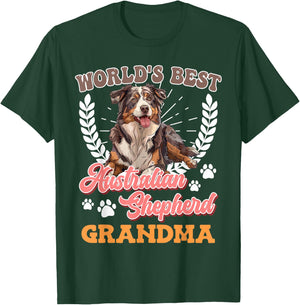Dog Grandma World's Best Australian Shepherd Grandma Aussie T-Shirt - T-Shirt | Forest