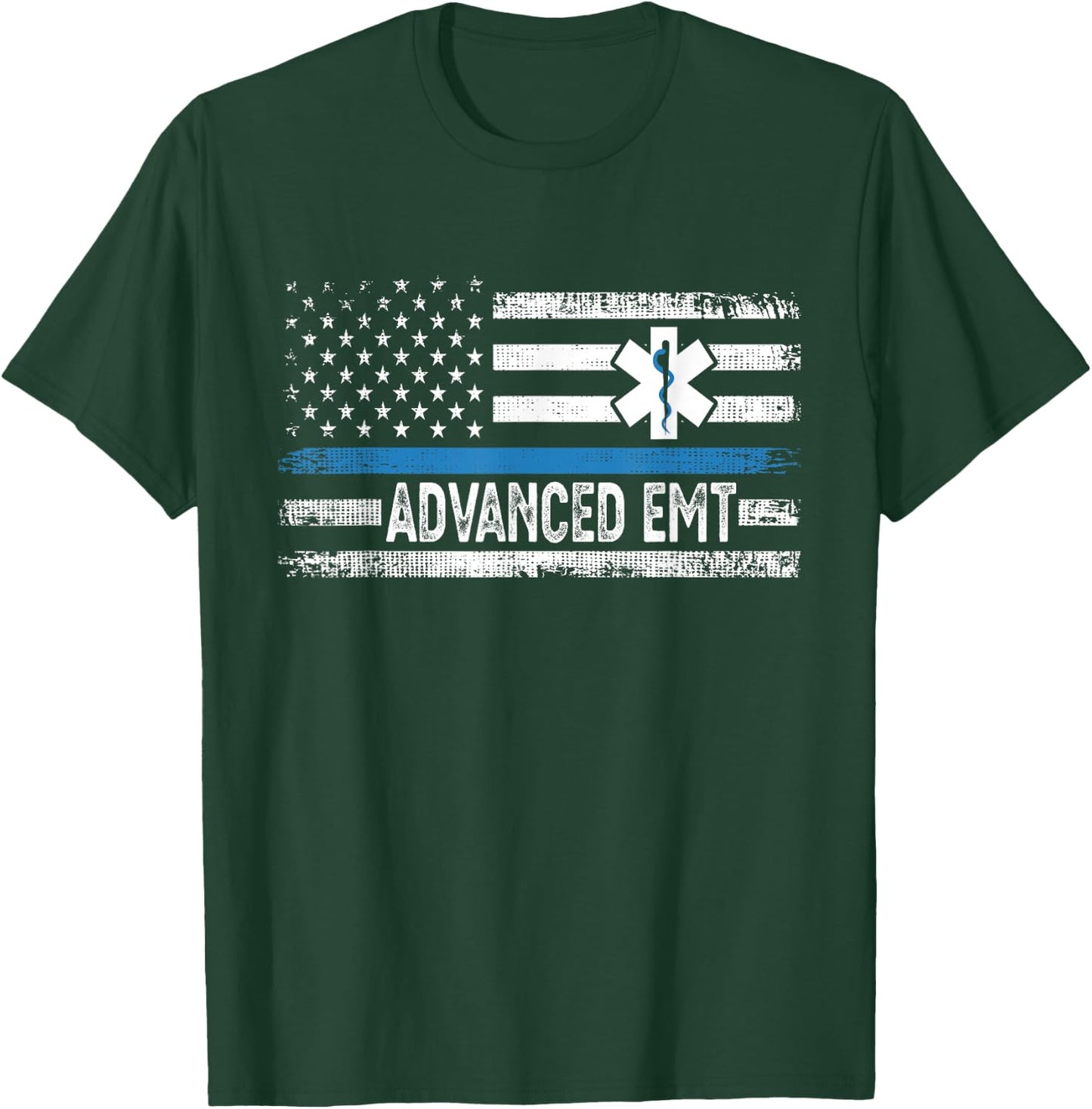 American Flag USA Advanced EMT AEMT Medical Technician T-Shirt - T-Shirt | Forest