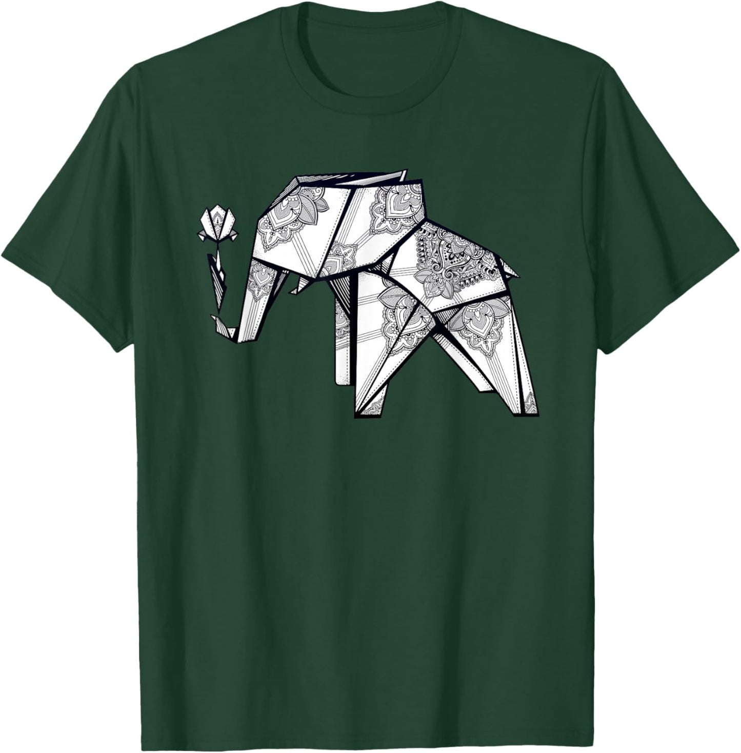Stay Weird - Origami Elephant - Geometric Boho T-Shirt - T-Shirt | Forest