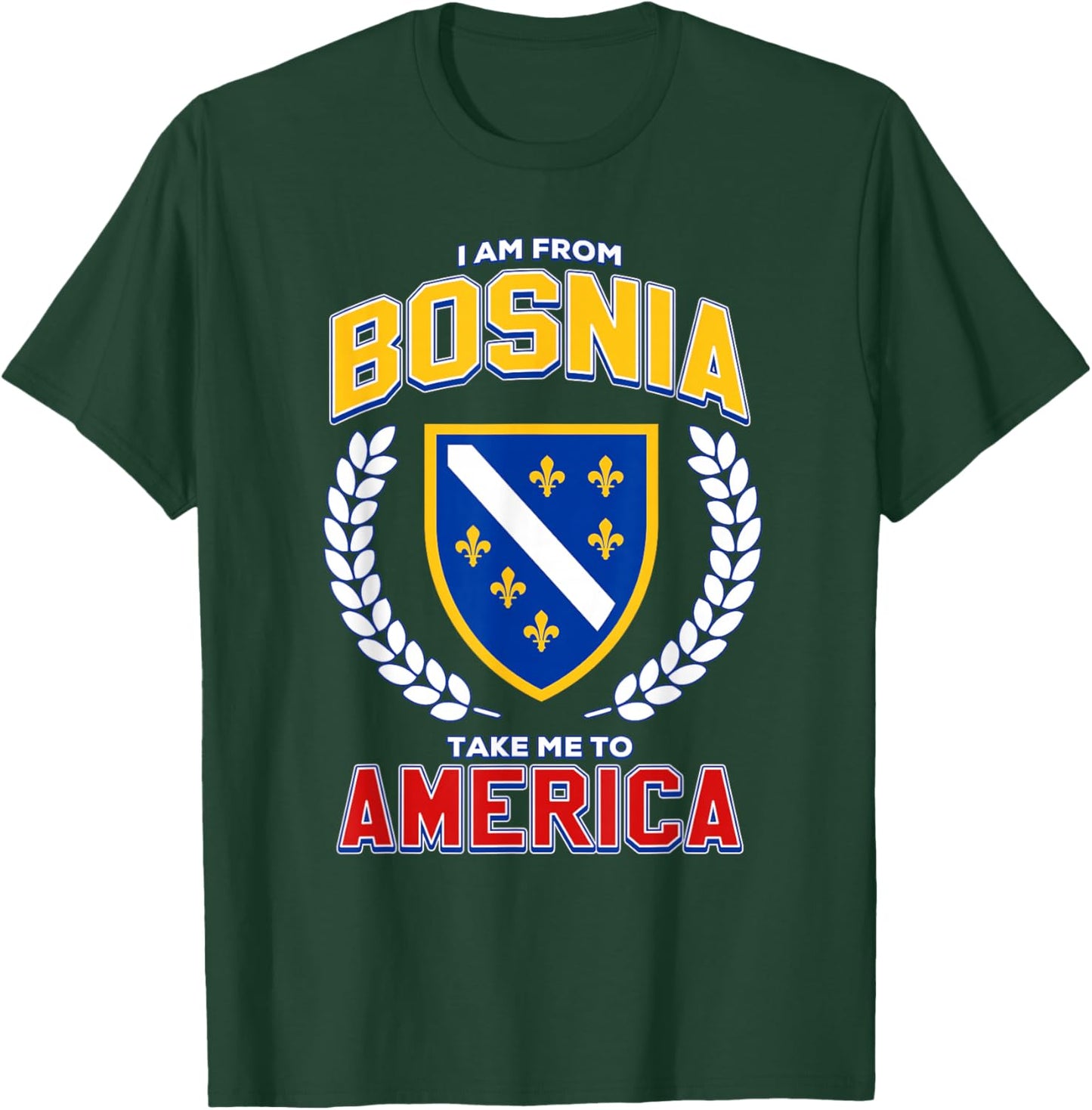 I Am from Bosnia Take Me to America Bosnia Flag BiH T-Shirt - T-Shirt | Forest
