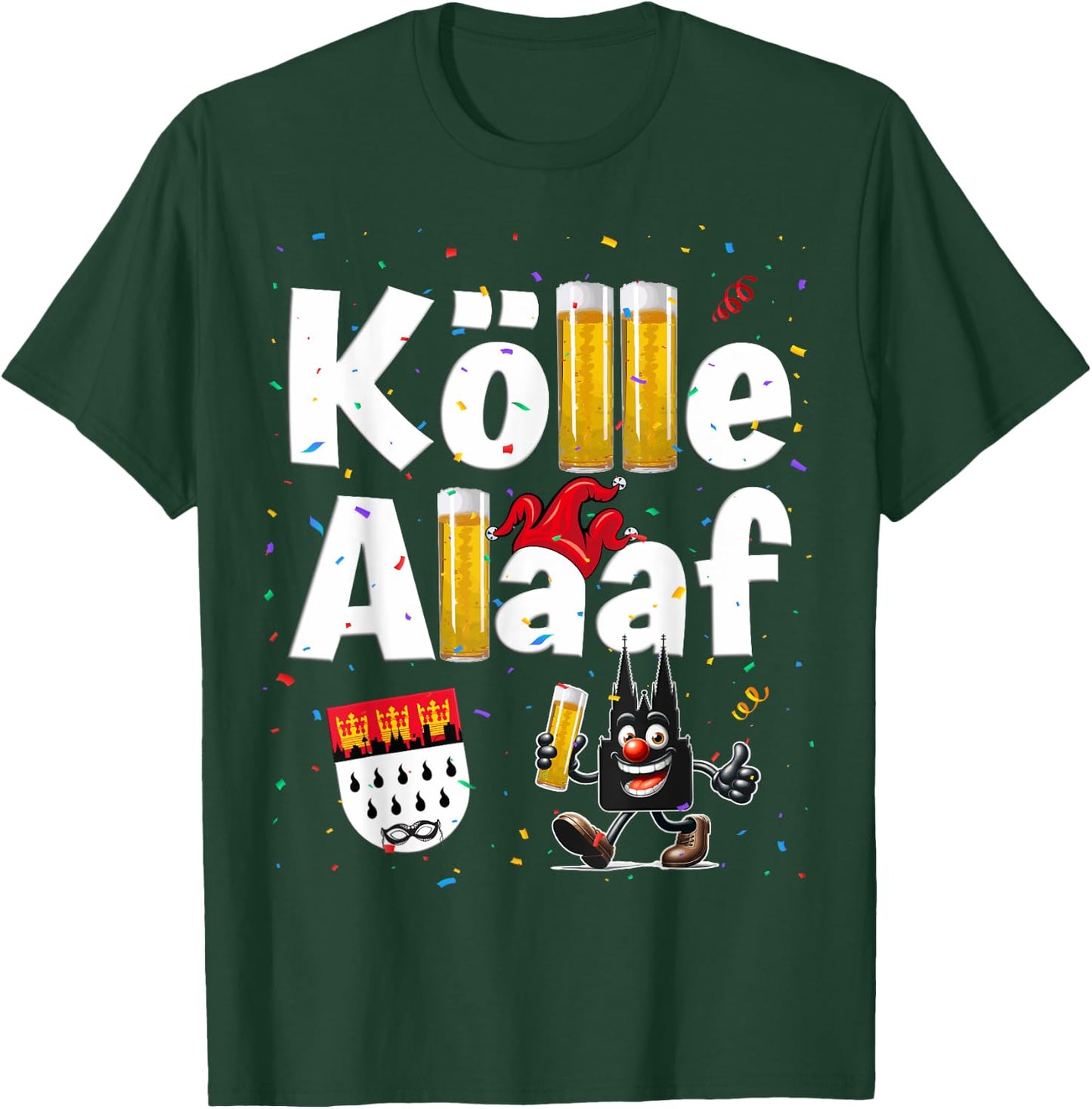 Kölle Alaaf Carnival Cologne Cathedral Jeck Carnival , black T-Shirt - T-Shirt | Forest