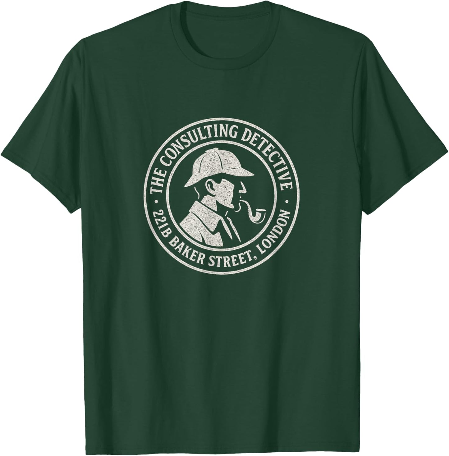 Sherlock Holmes Consulting Detective 221B Baker Street Badge T-Shirt - T-Shirt | Forest