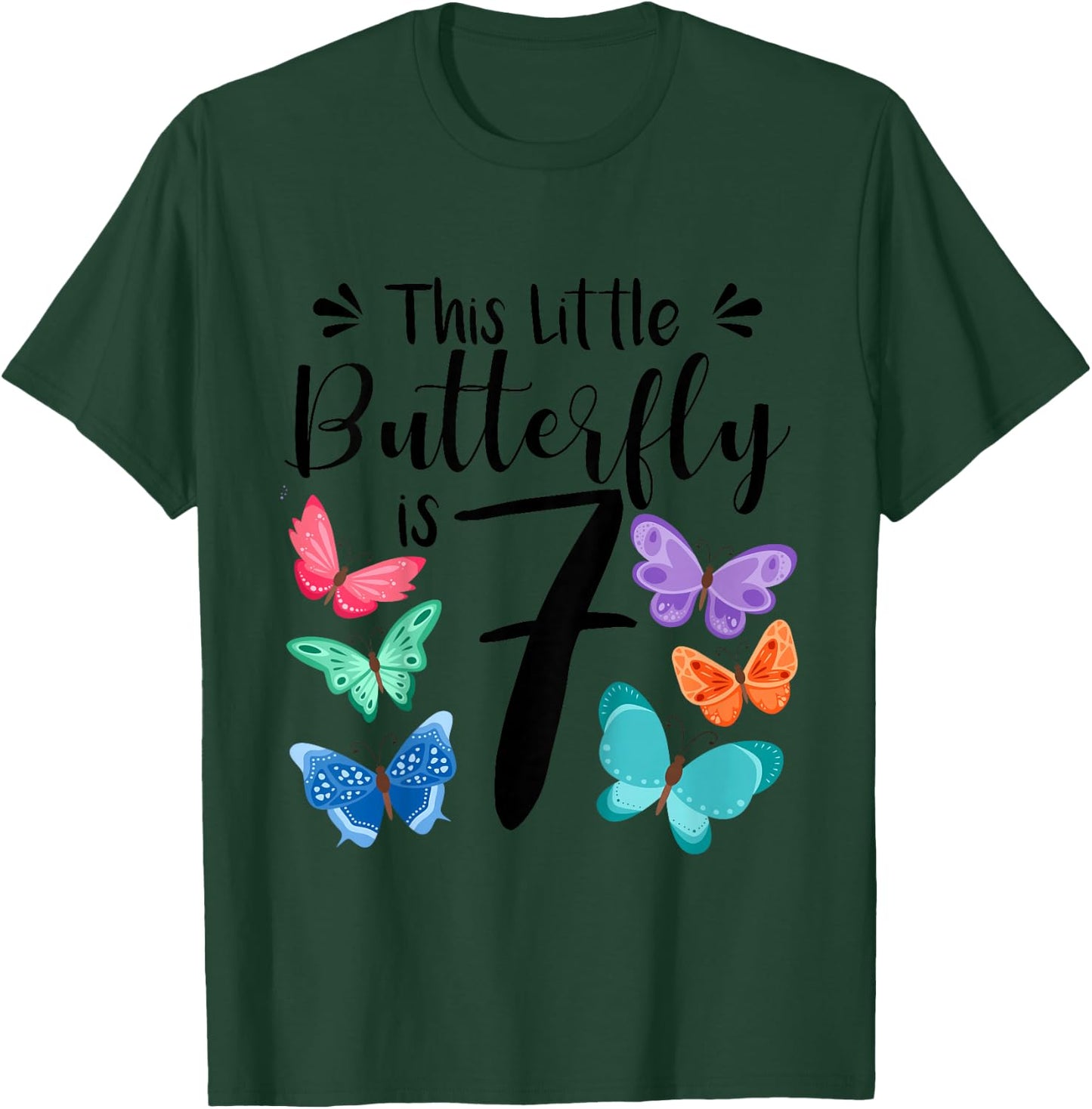 7 Year Old Butterfly Birthday Girls 7th Girl Party Gift T-Shirt - T-Shirt | Forest