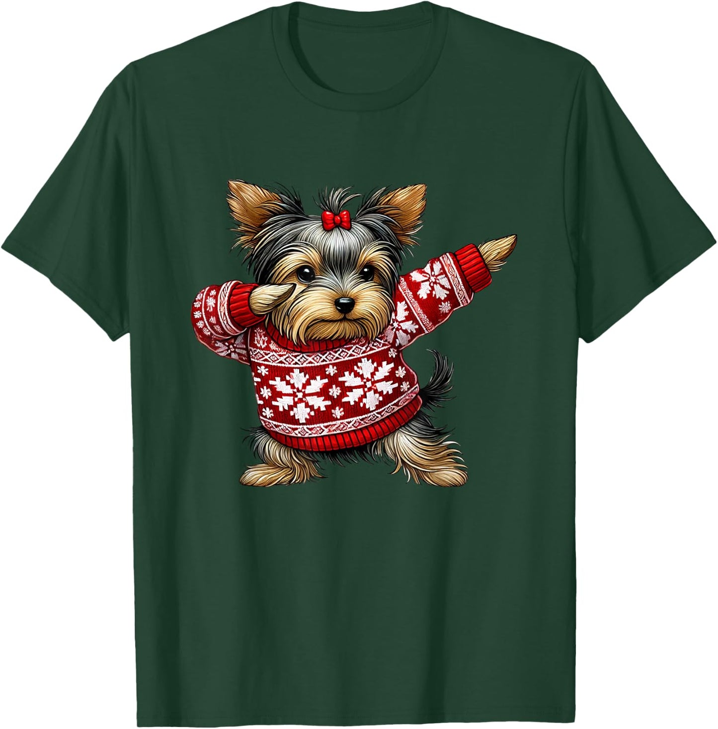 Kids, Men, Women Yorkshire Terrier Christmas Yorkie Ugly Christmas Black Short Sleeve Small T-Shirt - T-Shirt | Forest