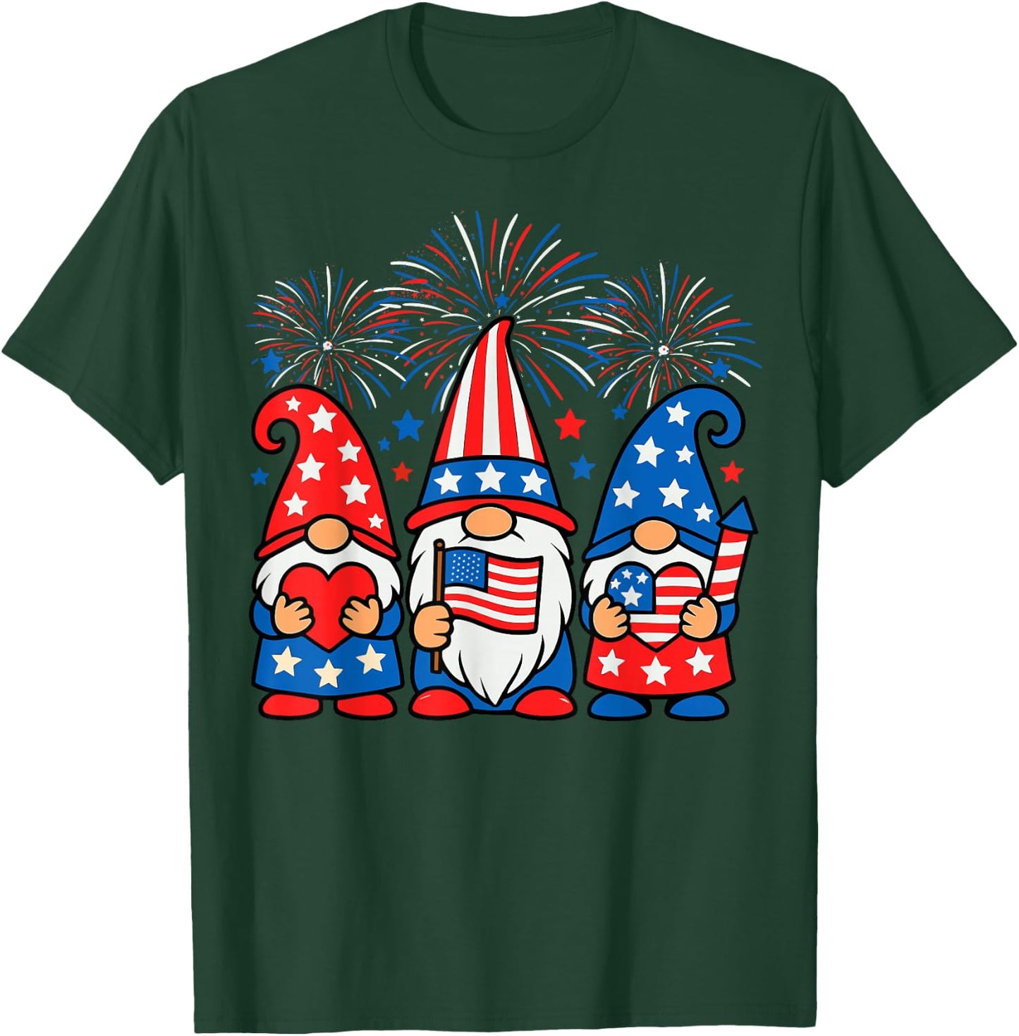 Gnomes American Flag Independence Day Patriotic 4th of July T-Shirt - T-Shirt | Forest