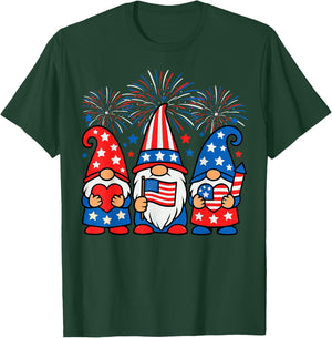 Gnomes American Flag Independence Day Patriotic 4th of July T-Shirt - T-Shirt | Forest