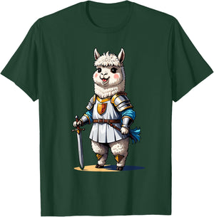 Alpaca Knight Sword and Shield Fantasy Roleplaying Gamers T-Shirt - T-Shirt | Forest