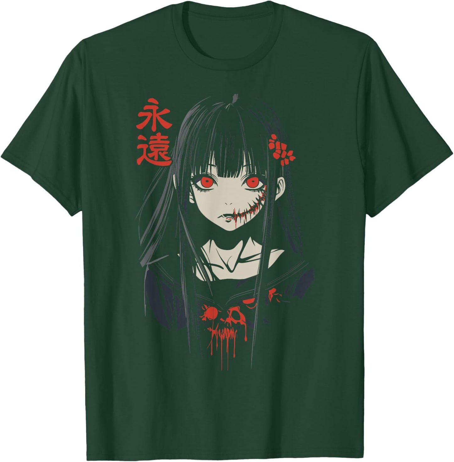 Anime Horror Girl Aesthetic Soft Grunge Waifu Japanese Girl T-Shirt - T-Shirt | Forest