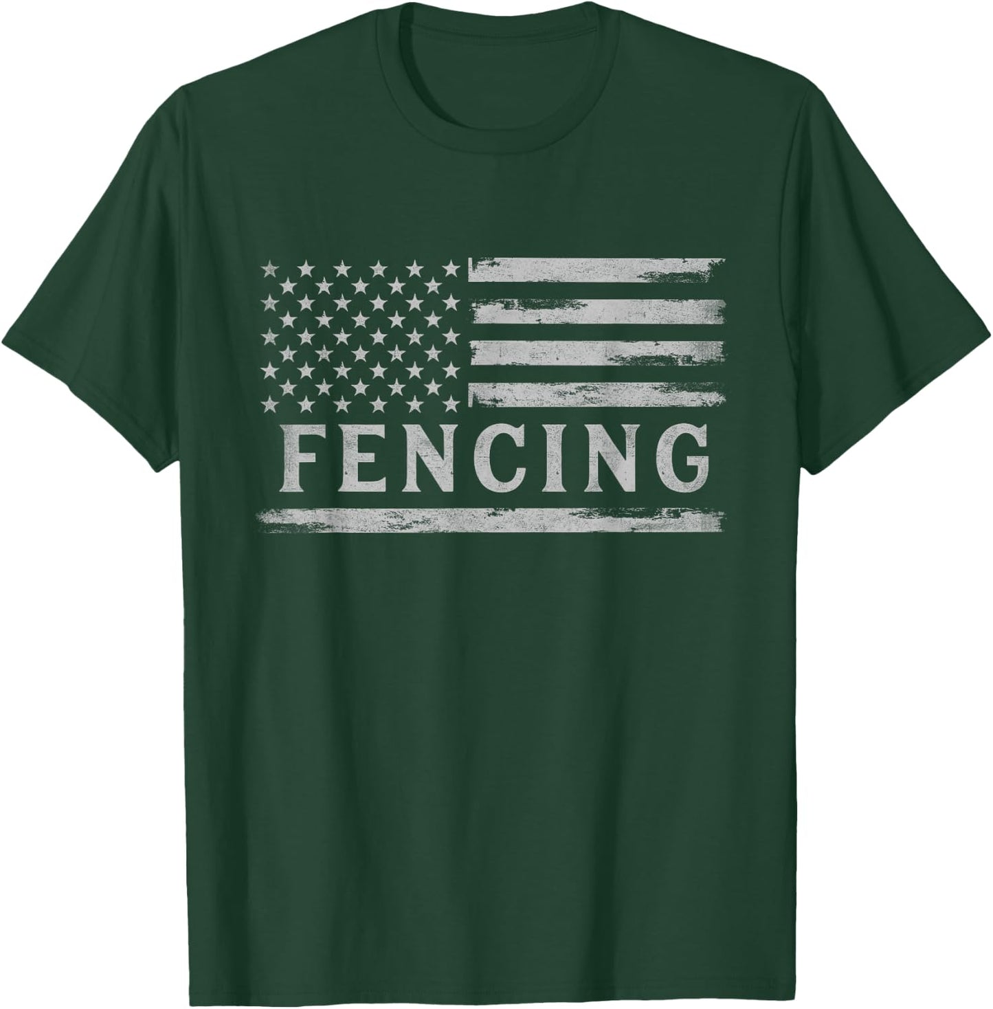 Fencing Grey Vintage USA Flag Fencer Coach T-Shirt - T-Shirt | Forest