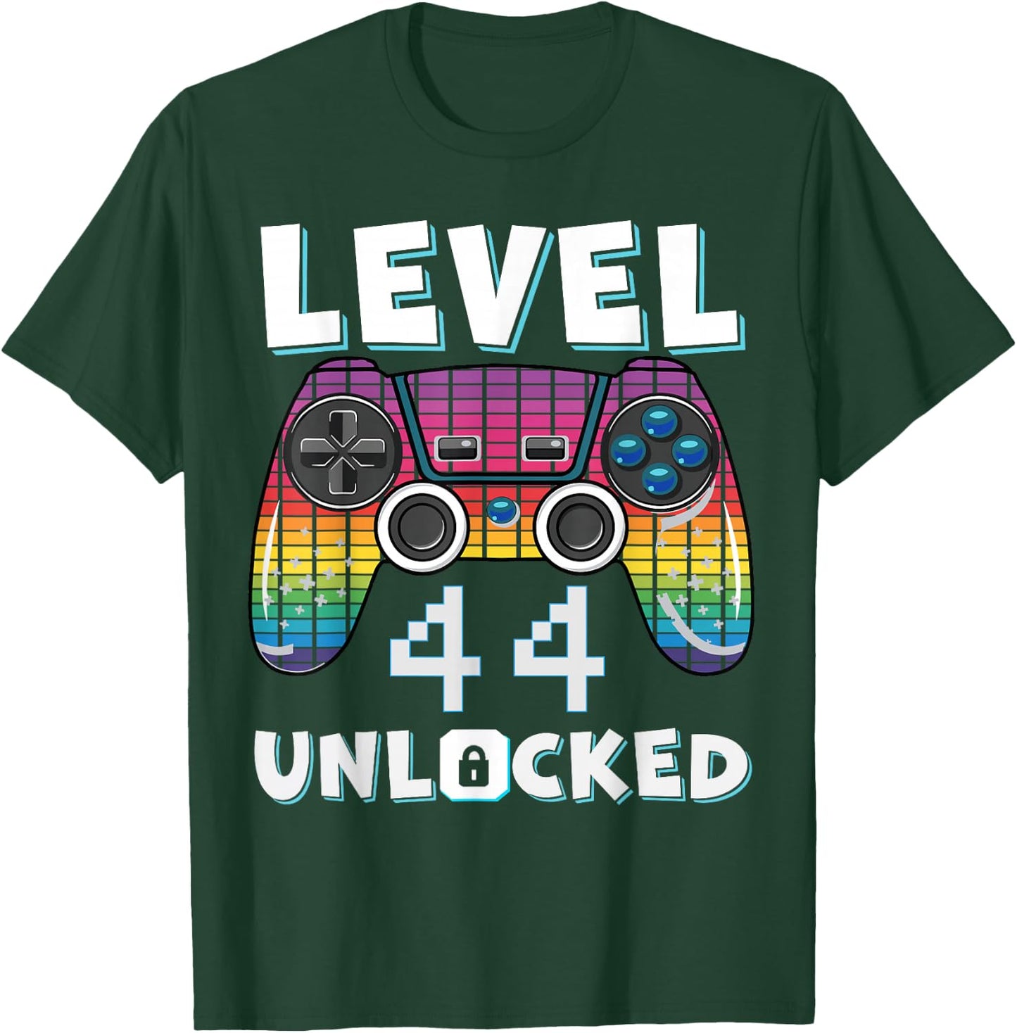 Level 44 Unlocked Funny Video Gamer 44th Birthday Gaming T-Shirt - T-Shirt | Forest