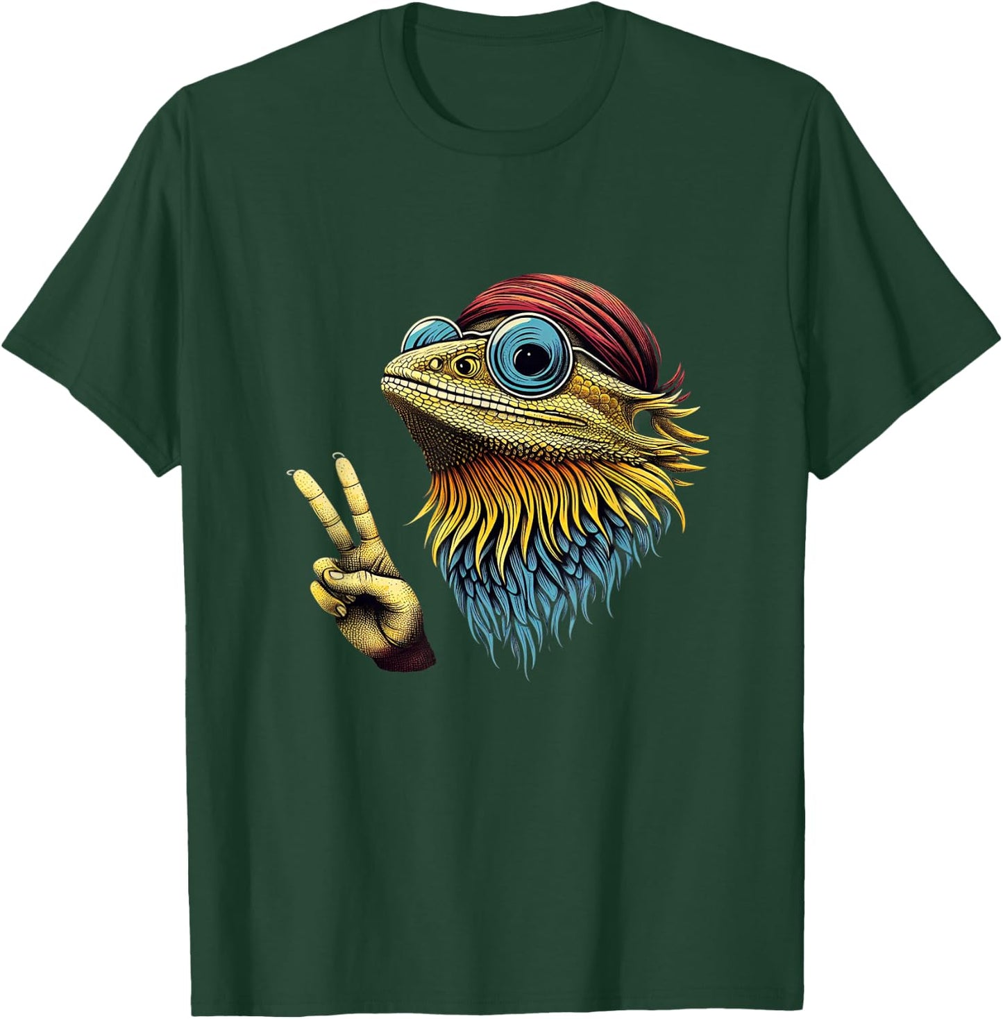 Bearded Dragons Reptile Lizard Pet Hippie Style T-Shirt - T-Shirt | Forest