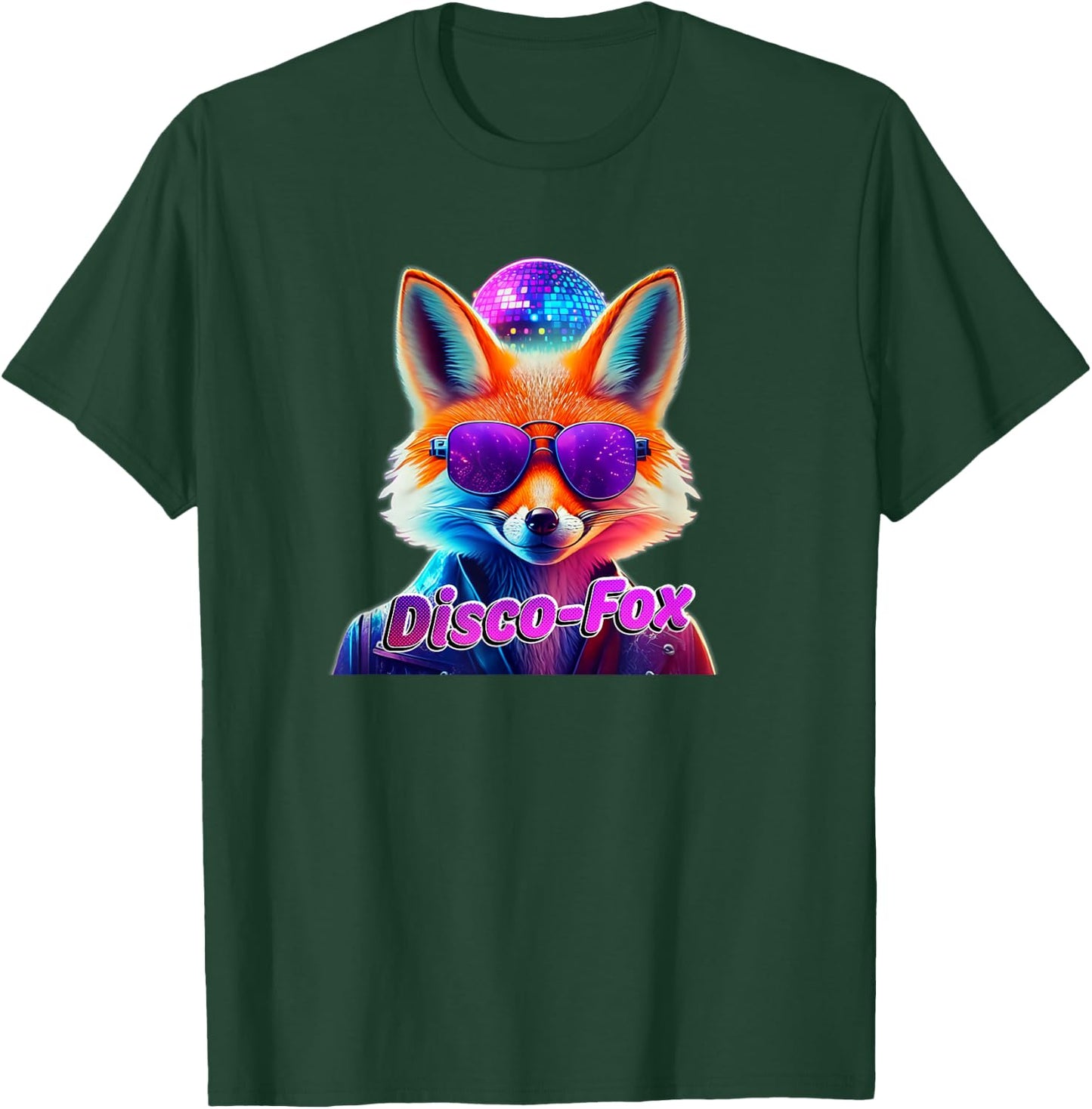 Disco-Fox 80s Funny Fox Colourful Party Funky Gift , black T-Shirt - T-Shirt | Forest