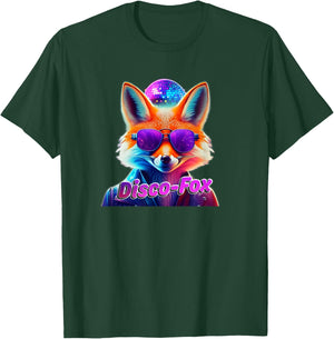 Disco-Fox 80s Funny Fox Colourful Party Funky Gift , black T-Shirt - T-Shirt | Forest
