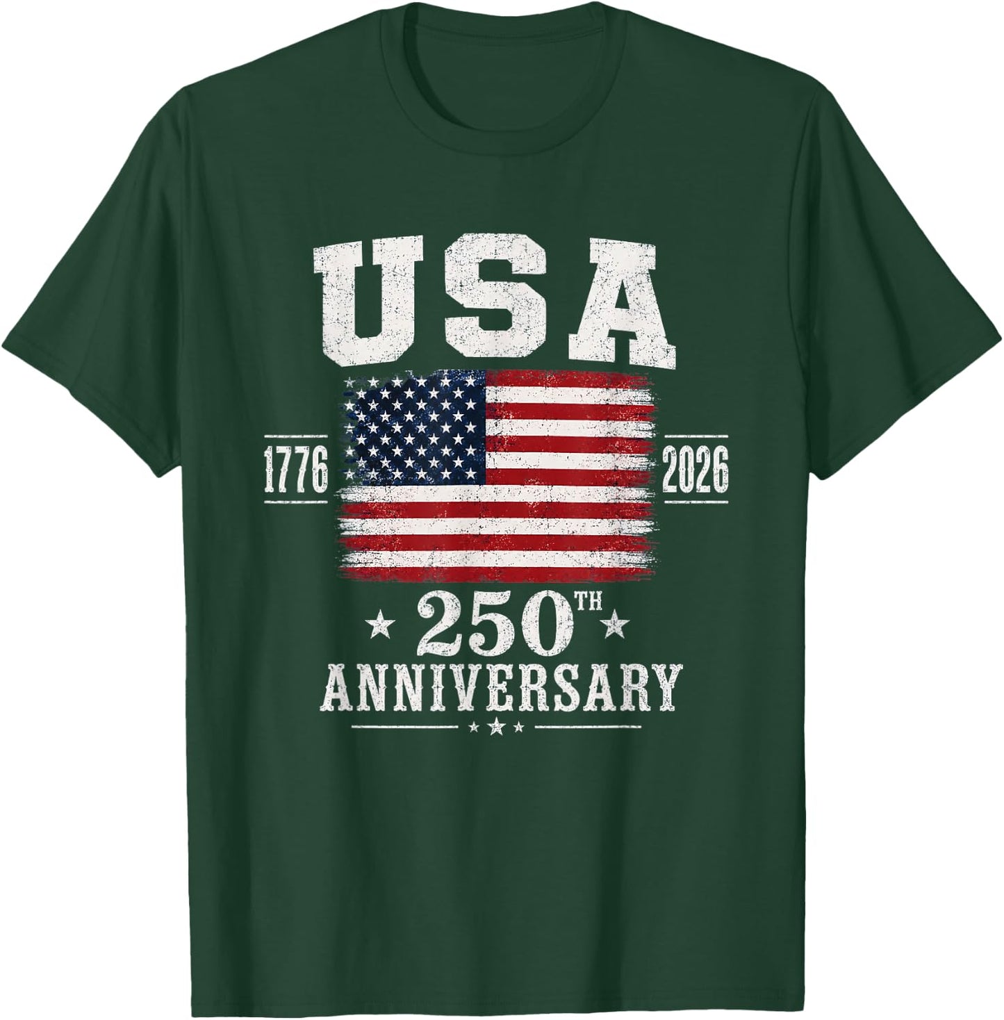 4th of July America US Flag Patriotic 250th Anniversary USA T-Shirt - T-Shirt | Forest