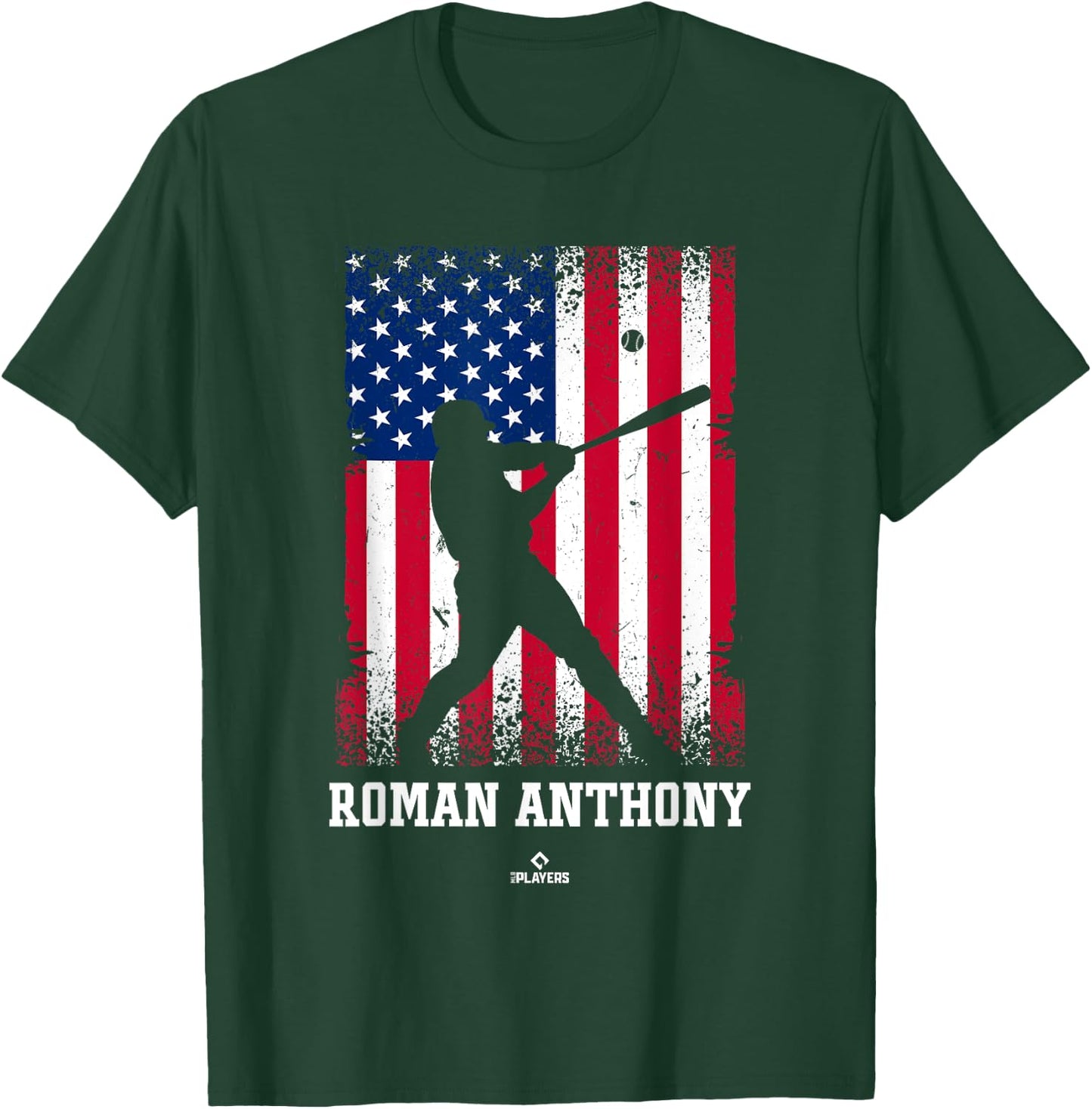 American Flag Swing Roman Anthony Prospect Baseball Fan Gear T-Shirt - T-Shirt | Forest