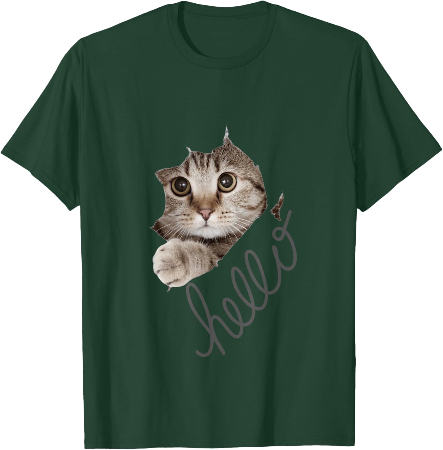Cute Cat Motif with Beautiful Print , black T-Shirt - T-Shirt | Forest