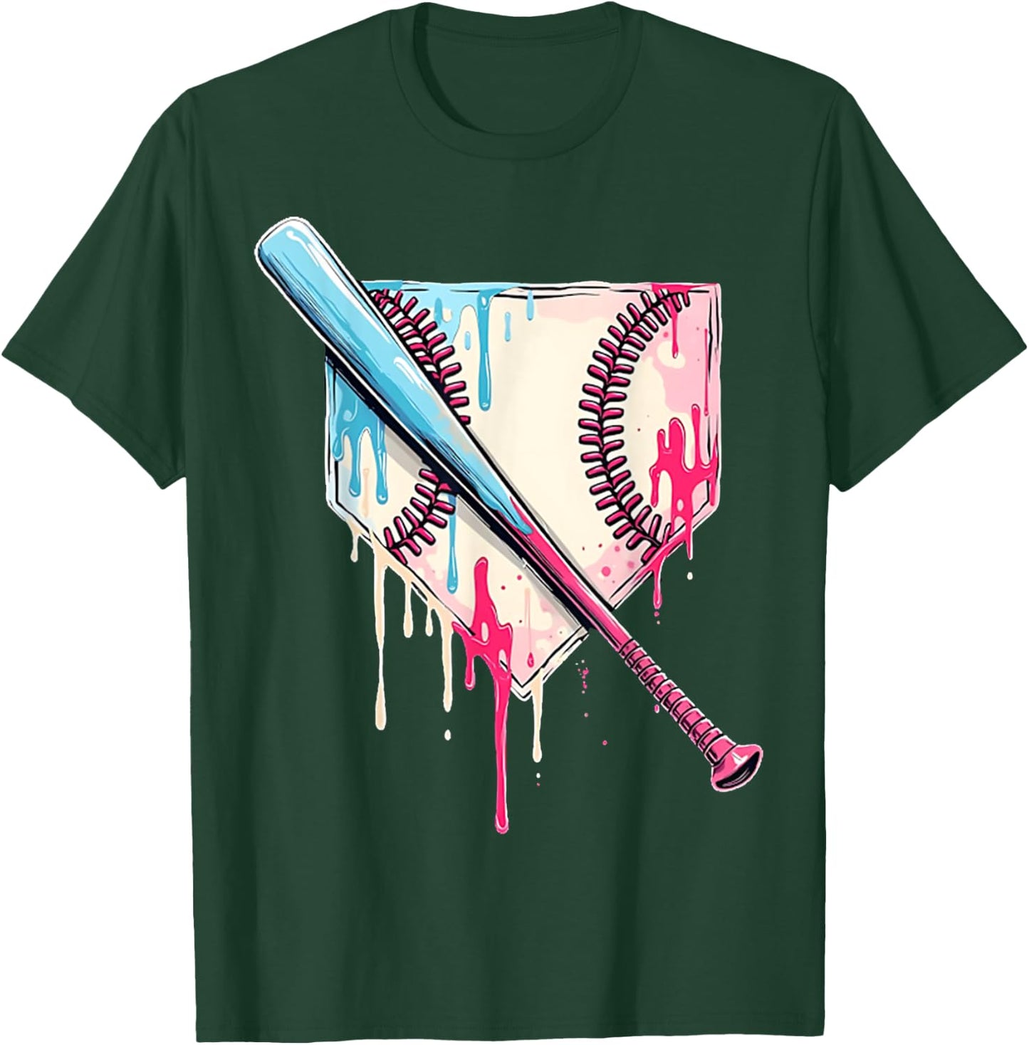 Cool Sport Baseball Home Plate Drip With Sprinkles Drip T-Shirt - T-Shirt | Forest