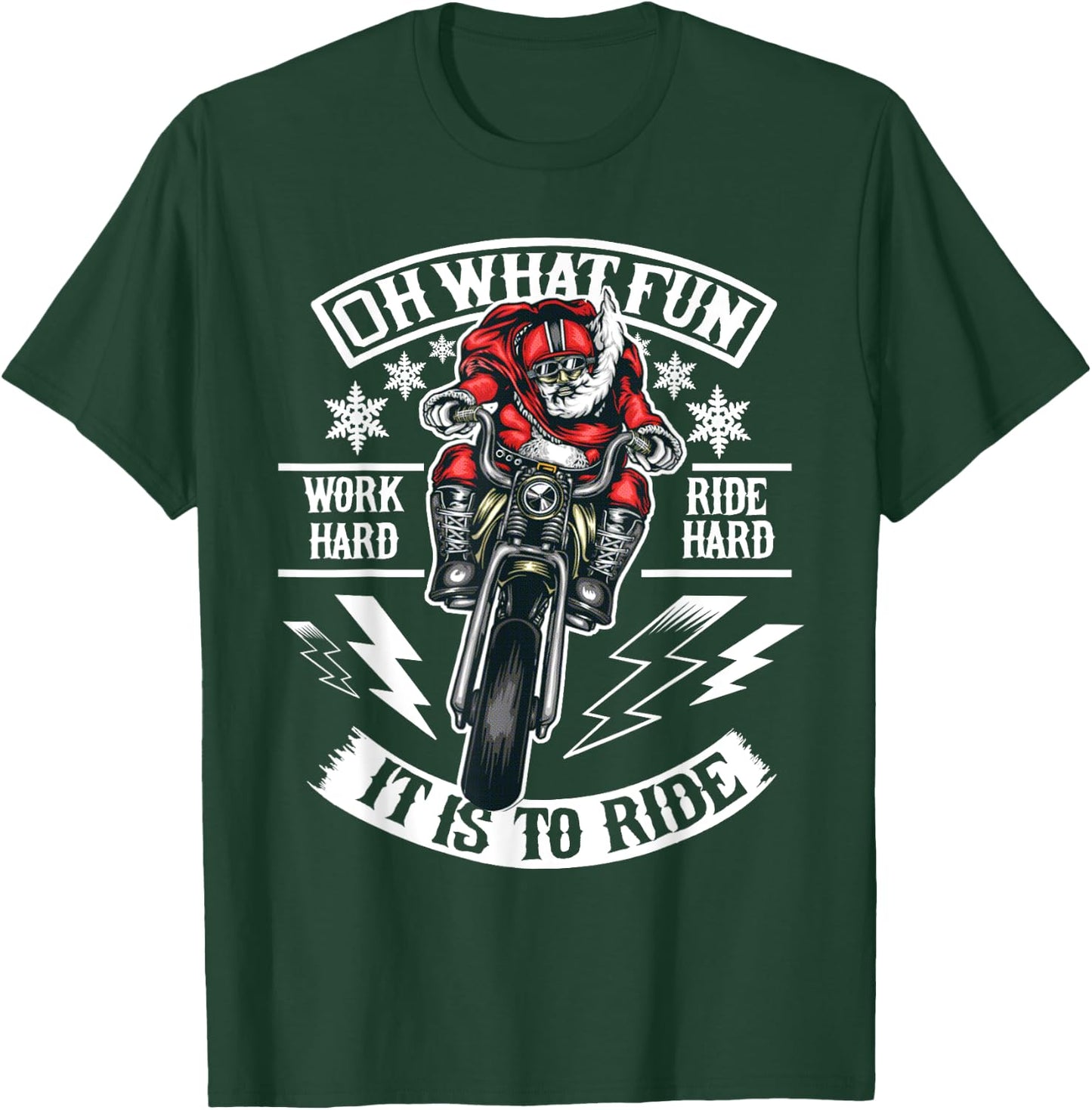 Christmas Motorcycle Santa Biker T-Shirt - T-Shirt | Forest