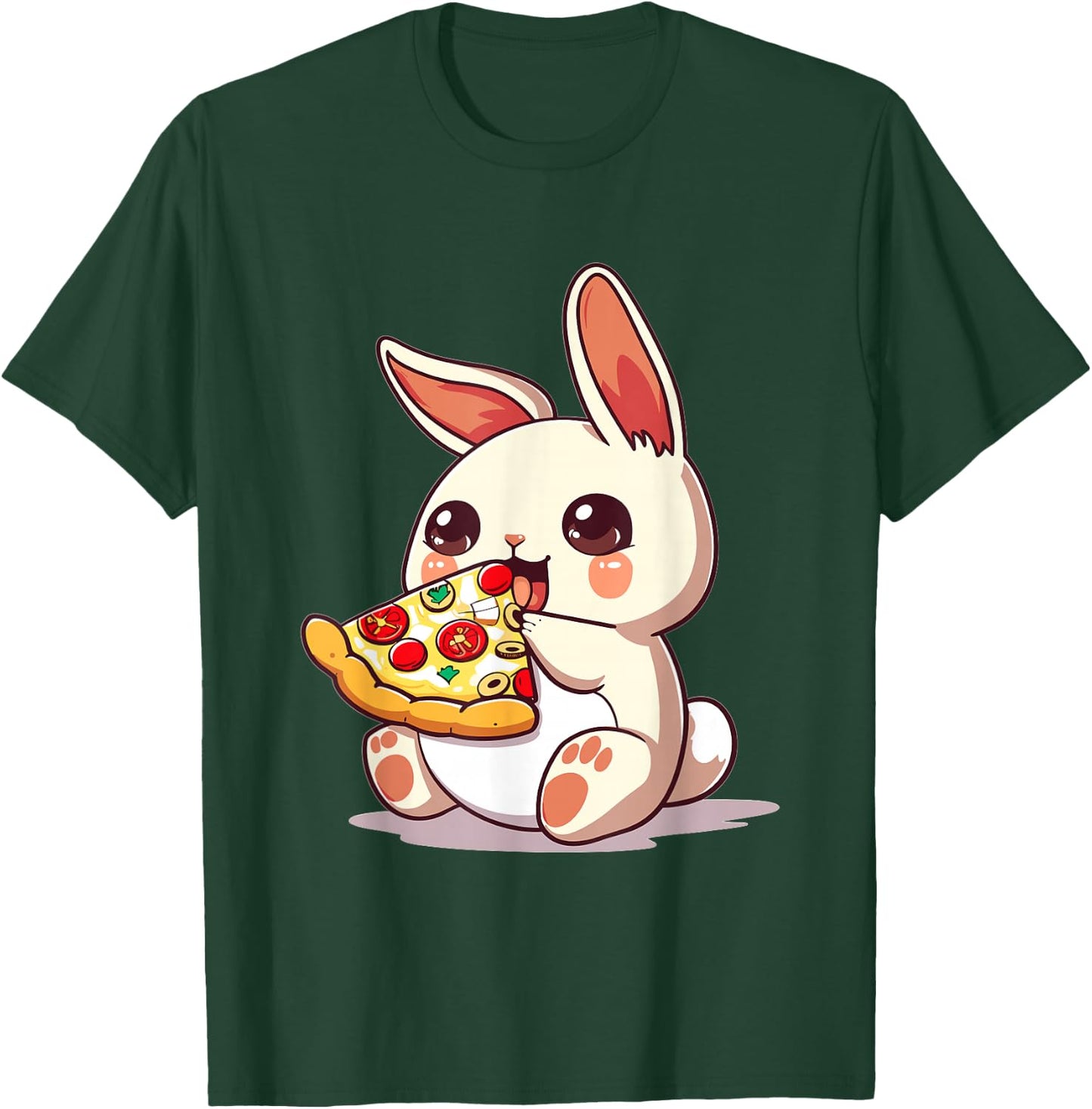 Funny Bunny Rabbit eating Pizza Graphic T-Shirt - T-Shirt | Forest